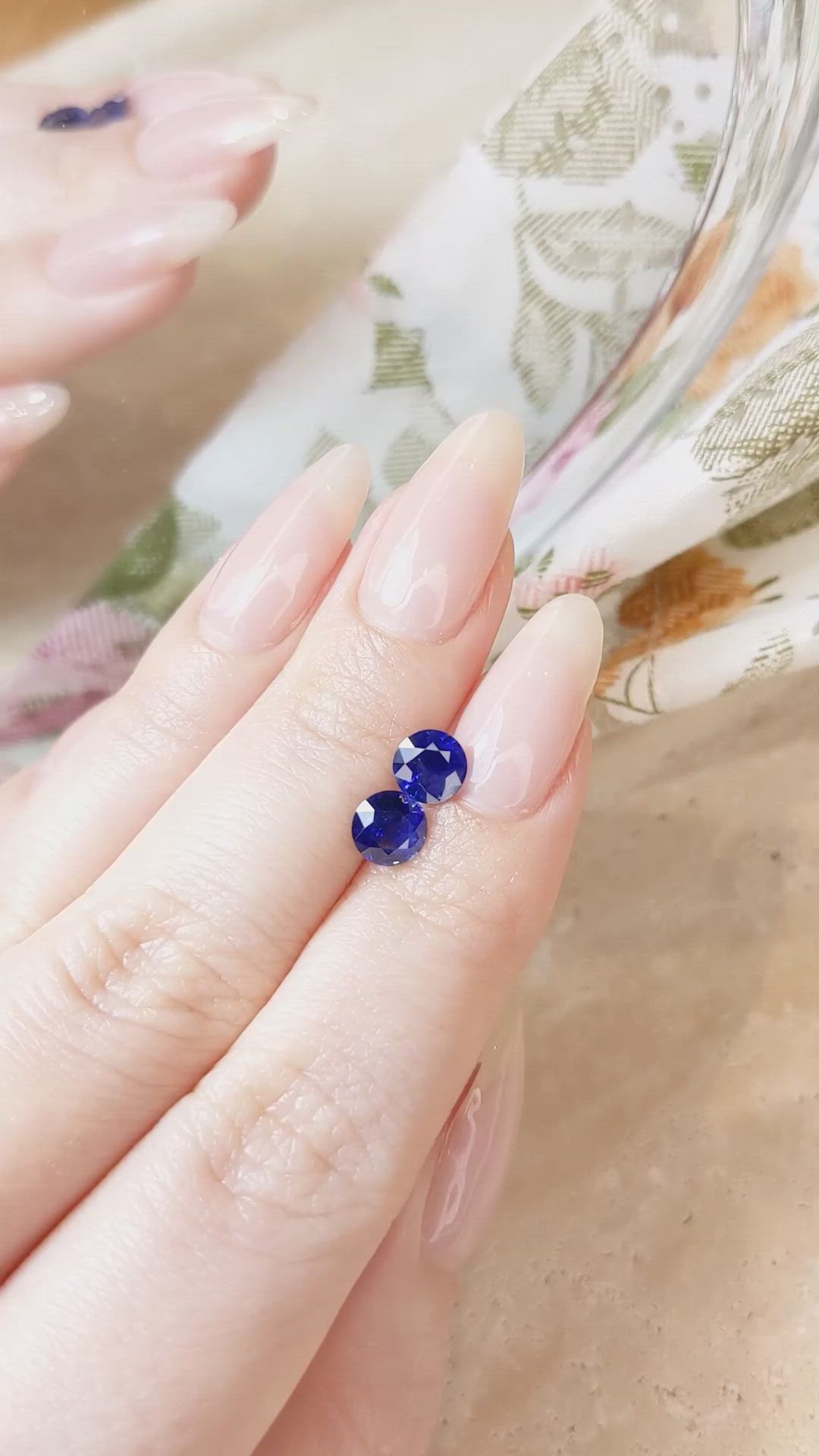 1.99 Ct.Tw.Total Carat Weight Blue Sapphire Pair from Ceylon (Sri Lanka) Size Video