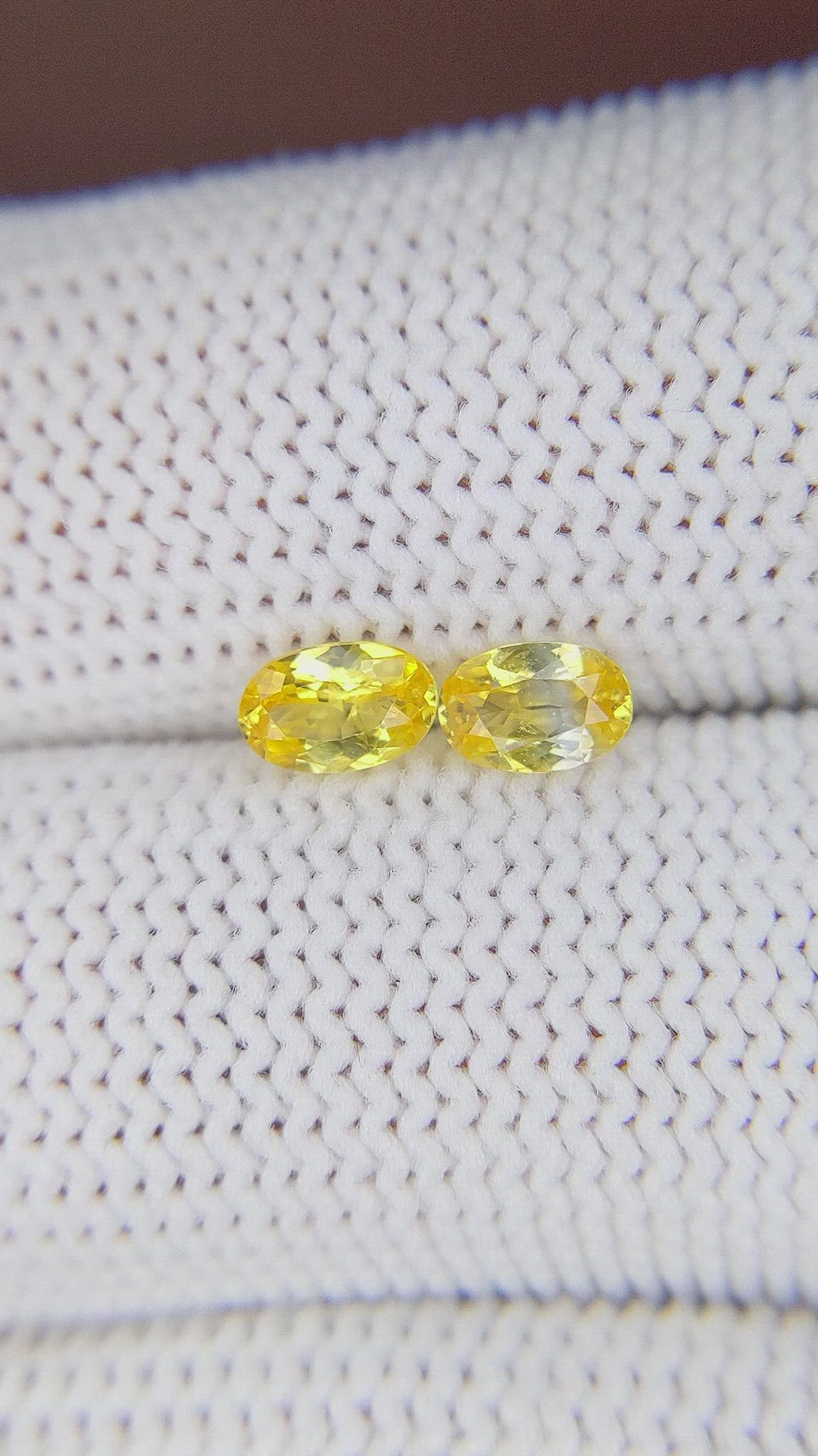 0.77 Ct.Tw.Total Carat Weight Yellow Sapphire Pair from Ceylon (Sri Lanka) Size Video