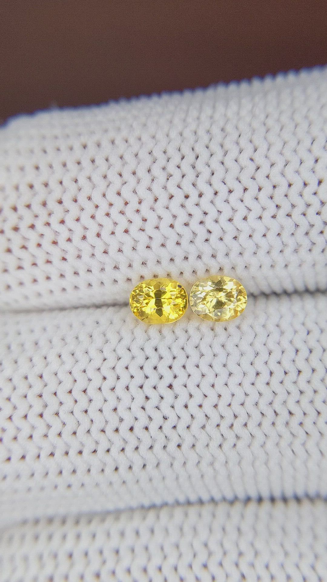 0.66&nbsp;Ct.Tw.Total Carat Weight Yellow Sapphire Pair from Ceylon (Sri Lanka) Size Video