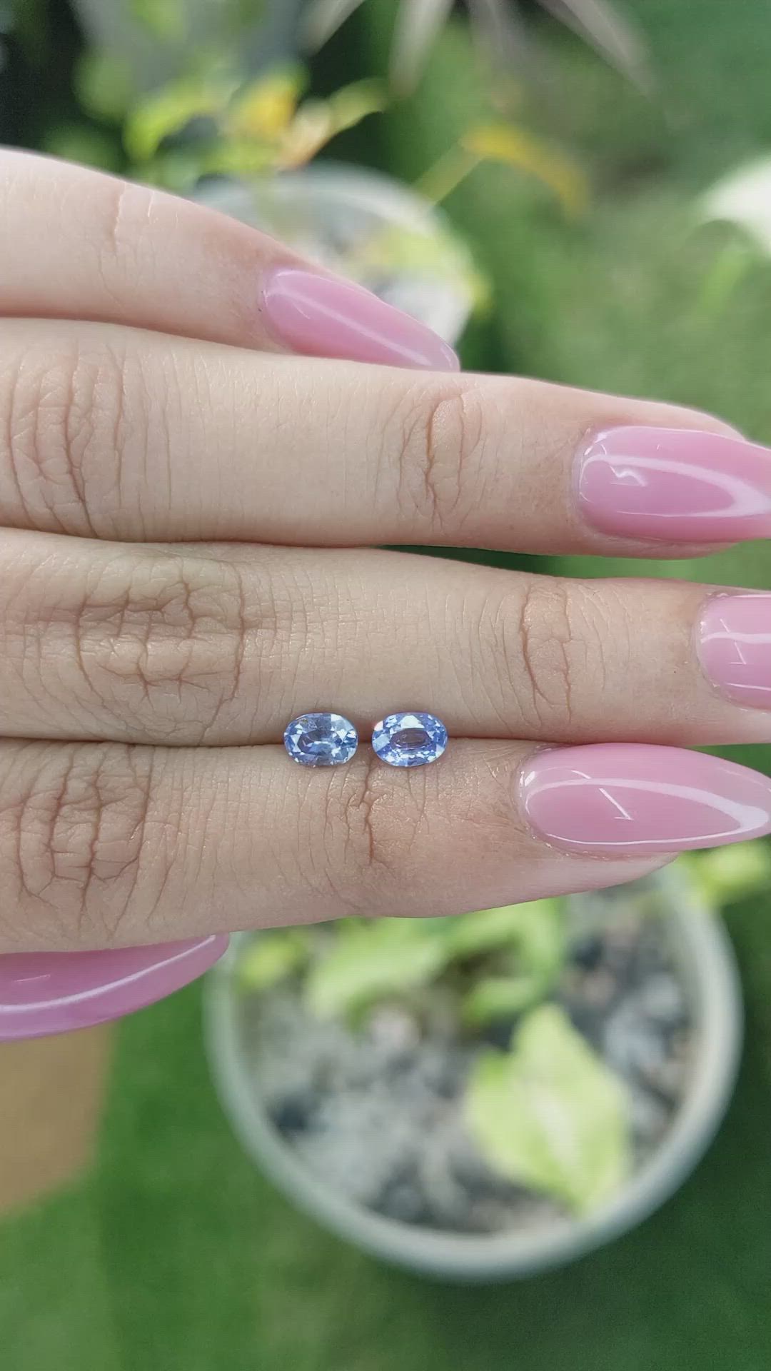 0.98&nbsp;Ct.Tw.Total Carat Weight Blue Sapphire Pair from Ceylon (Sri Lanka) Size Video