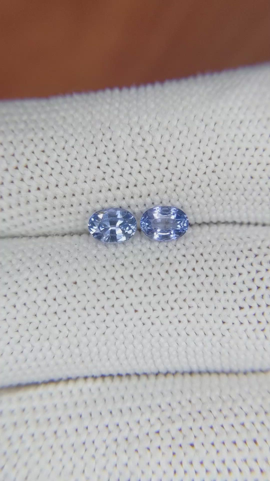 0.98&nbsp;Ct.Tw.Total Carat Weight Blue Sapphire Pair from Ceylon (Sri Lanka) Size Video