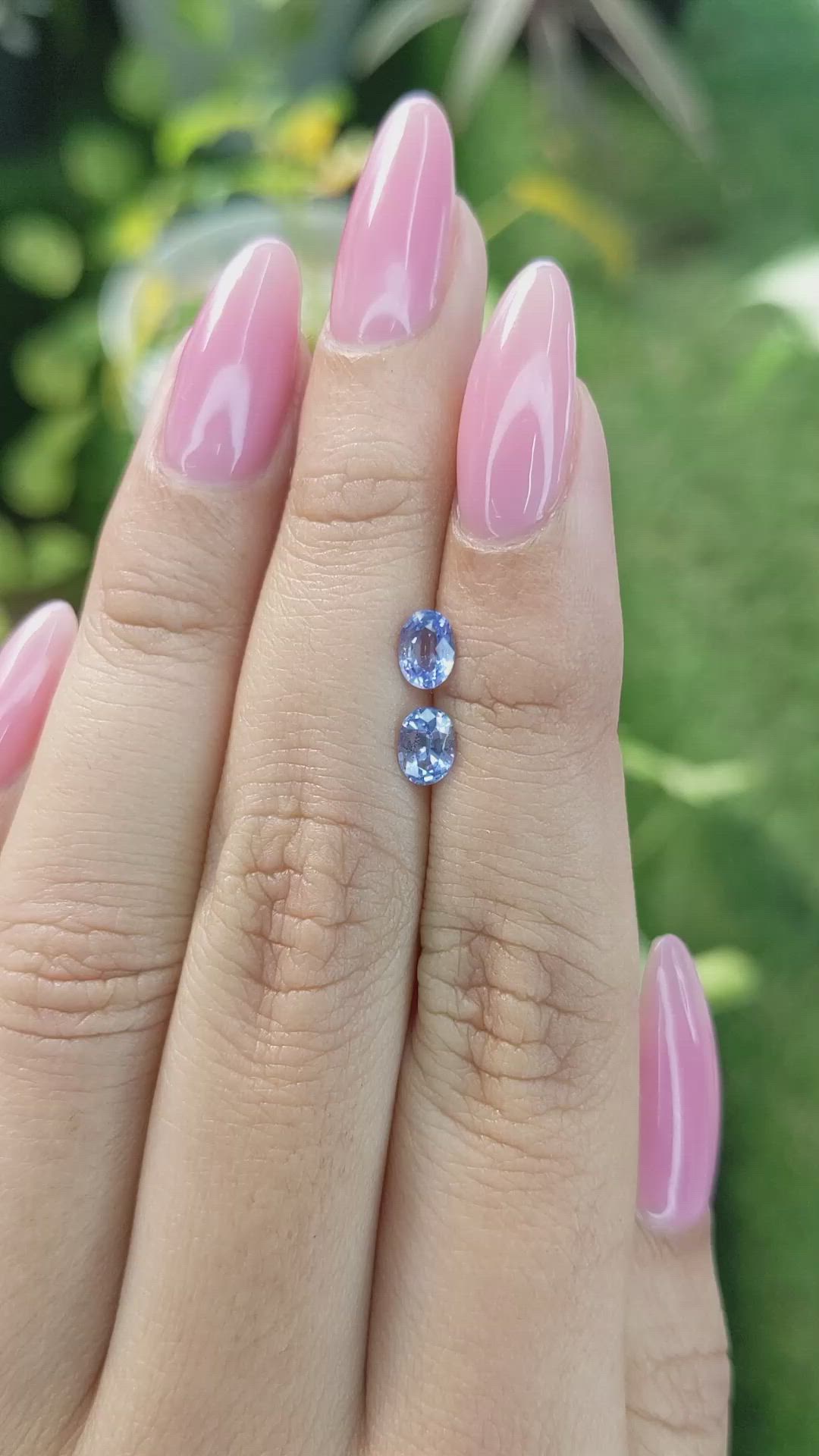 0.98&nbsp;Ct.Tw.Total Carat Weight Blue Sapphire Pair from Ceylon (Sri Lanka) Size Video