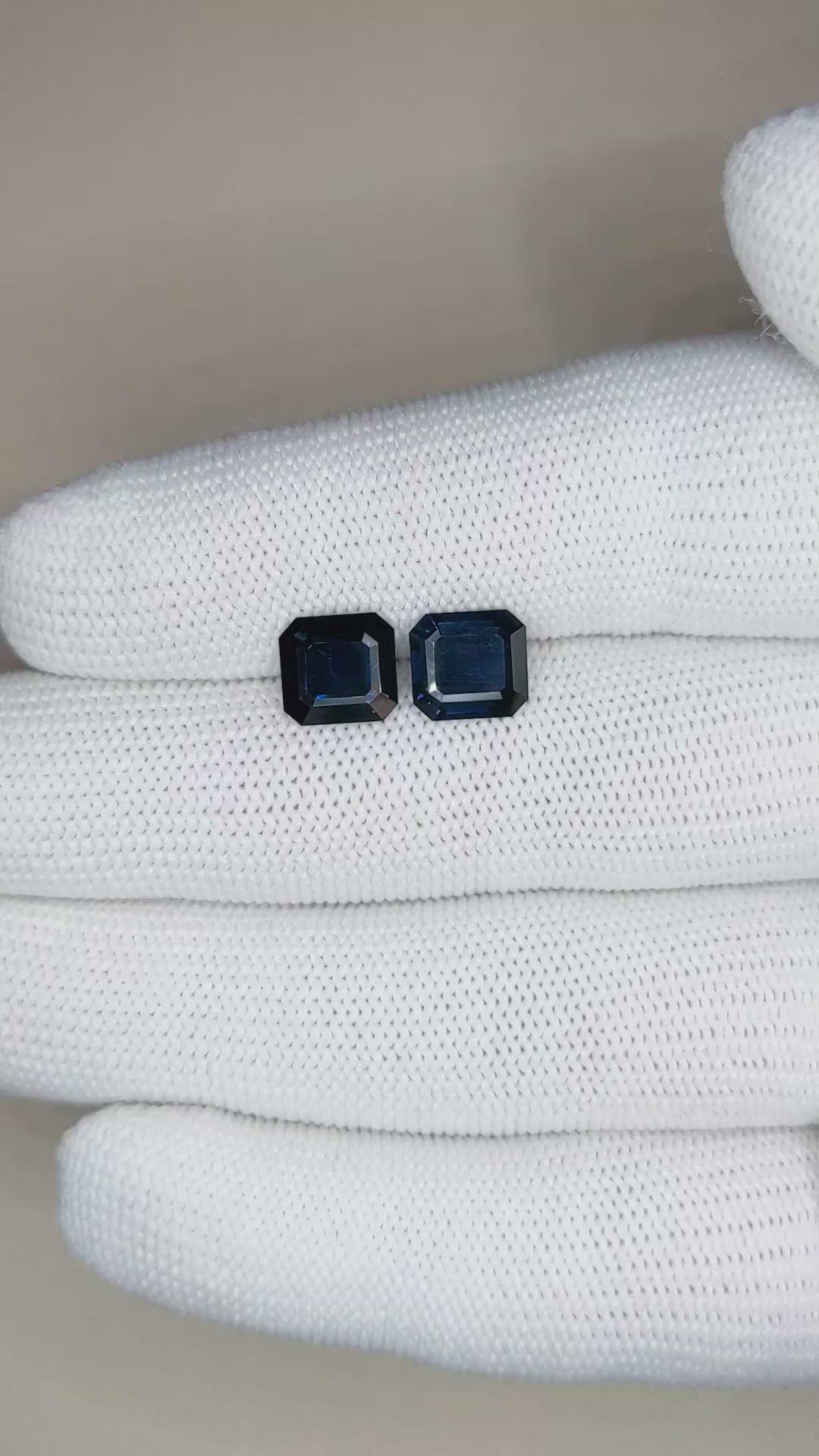 3.92&nbsp;Ct.Tw.Total Carat Weight Blue Sapphire Pair from Australia Size Video