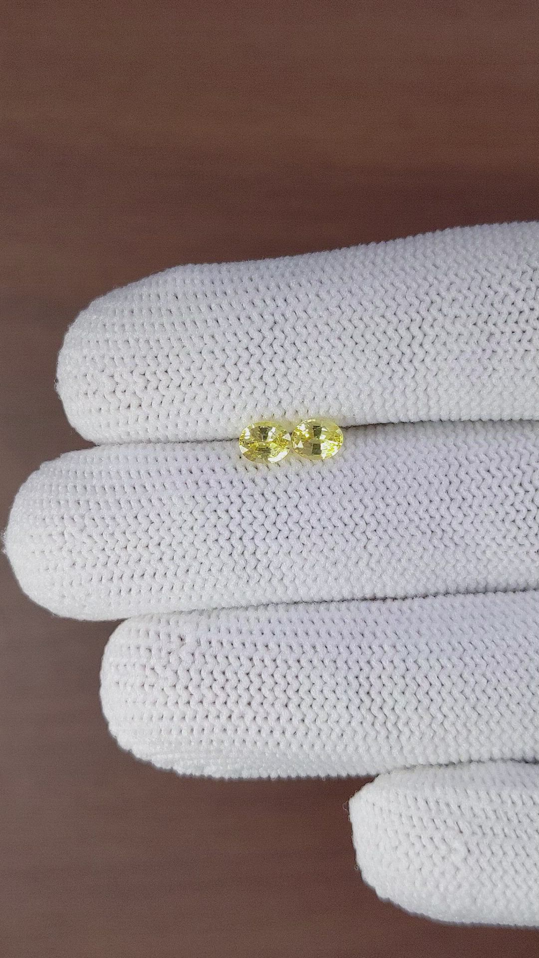 0.88 Ct.Tw.Total Carat Weight Yellow Sapphire Pair from Ceylon (Sri Lanka) Size Video