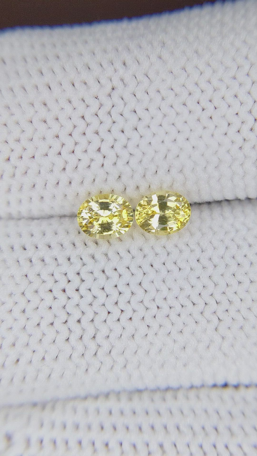 0.88 Ct.Tw.Total Carat Weight Yellow Sapphire Pair from Ceylon (Sri Lanka) Size Video