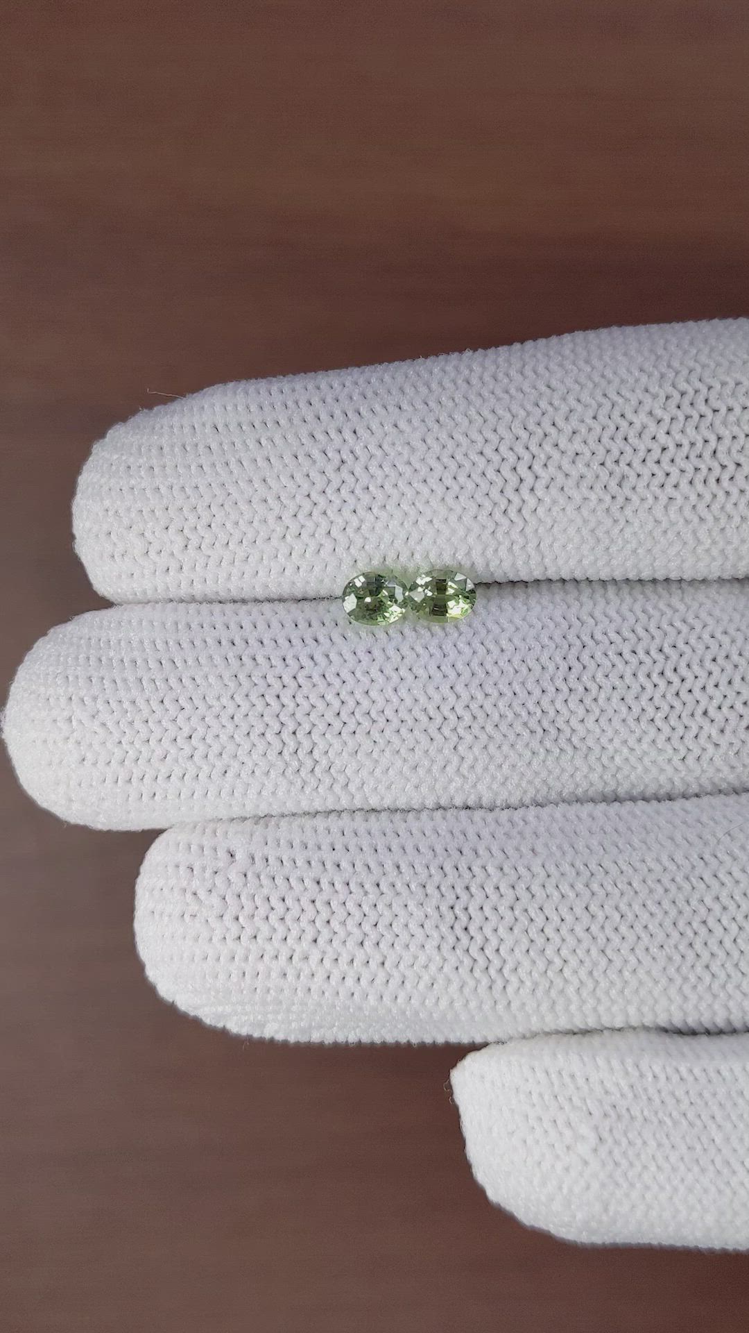 0.97 Ct.Tw.Total Carat Weight Green Sapphire Pair from Ceylon (Sri Lanka) Size Video