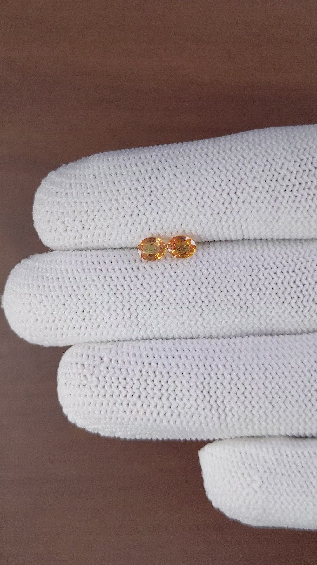 0.81 Ct.Tw.Total Carat Weight Yellowish Orange Sapphire Pair from Ceylon (Sri Lanka) Size Video