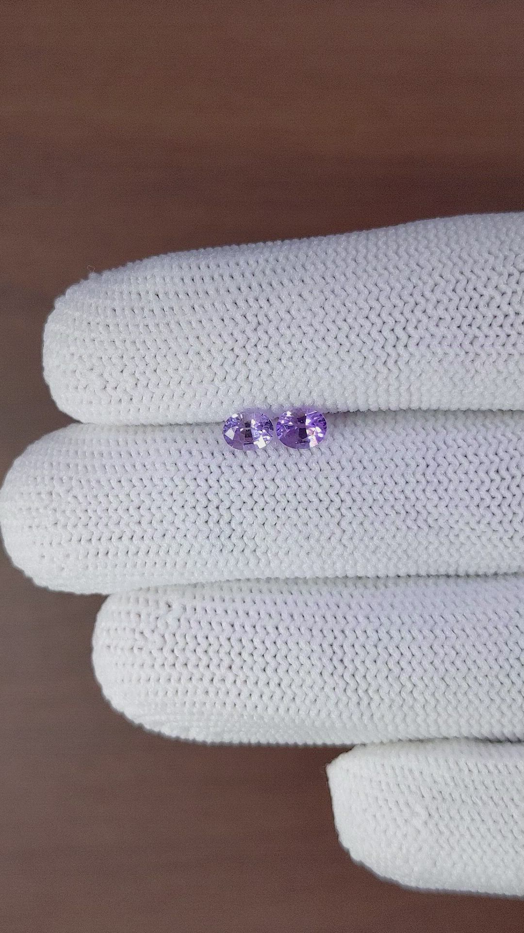 0.88&nbsp;Ct.Tw.Total Carat Weight Purple Sapphire Pair from Ceylon (Sri Lanka) Size Video