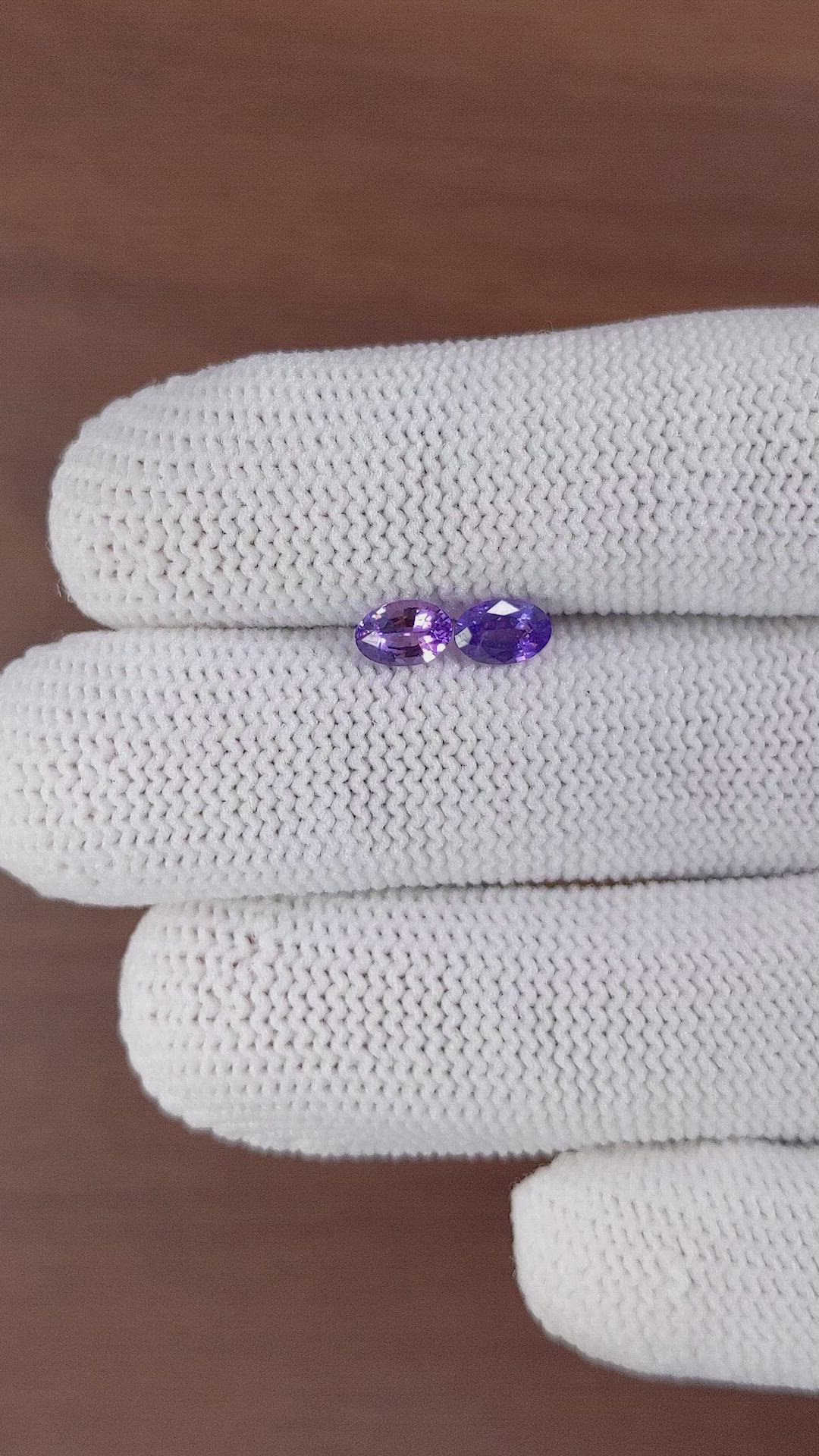 1.05 Ct.Tw.Total Carat Weight Purple Sapphire Pair from Ceylon (Sri Lanka) Size Video