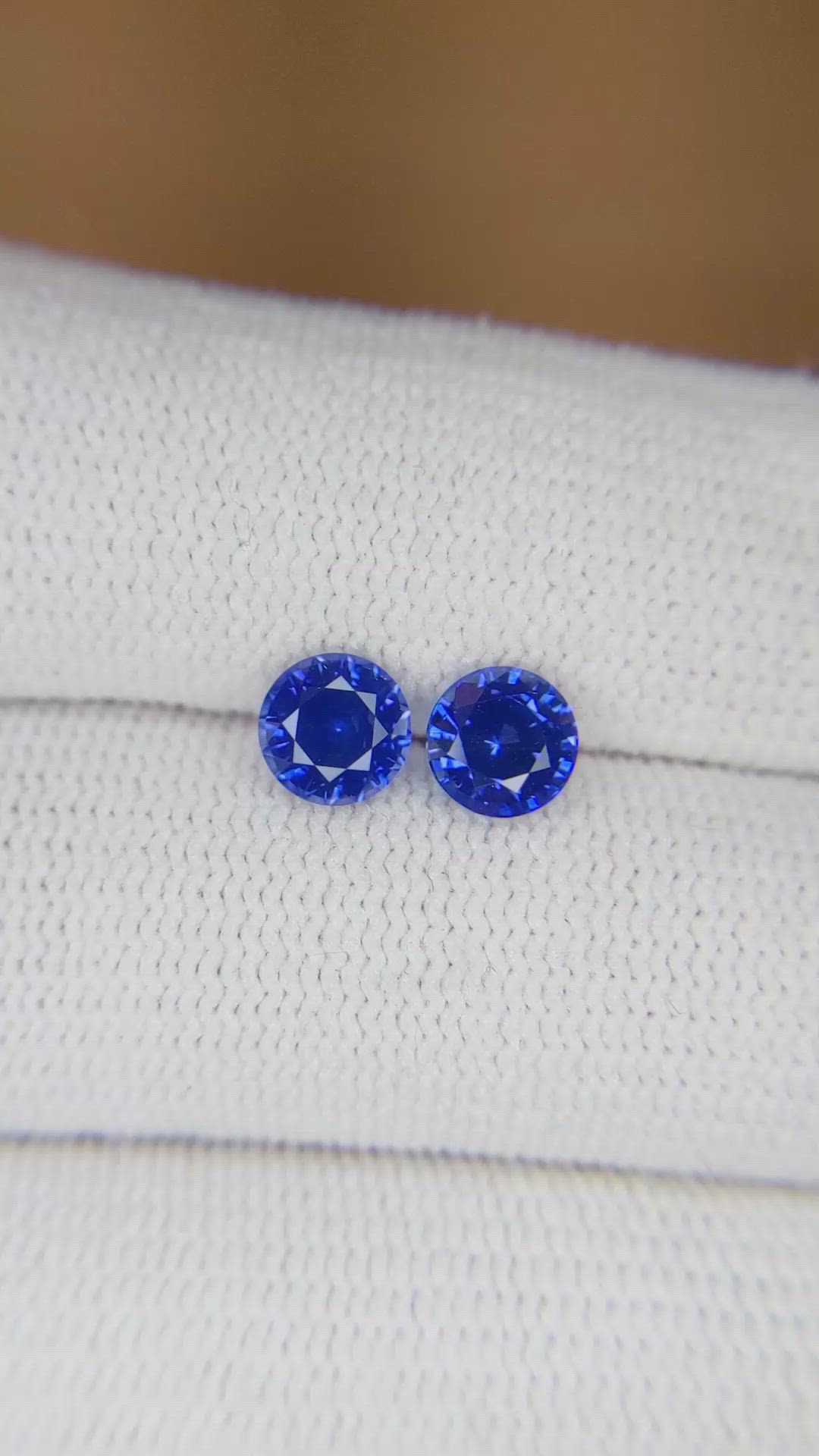 1.68 Ct.Tw.Total Carat Weight Blue Sapphire Pair from Ceylon (Sri Lanka) Size Video