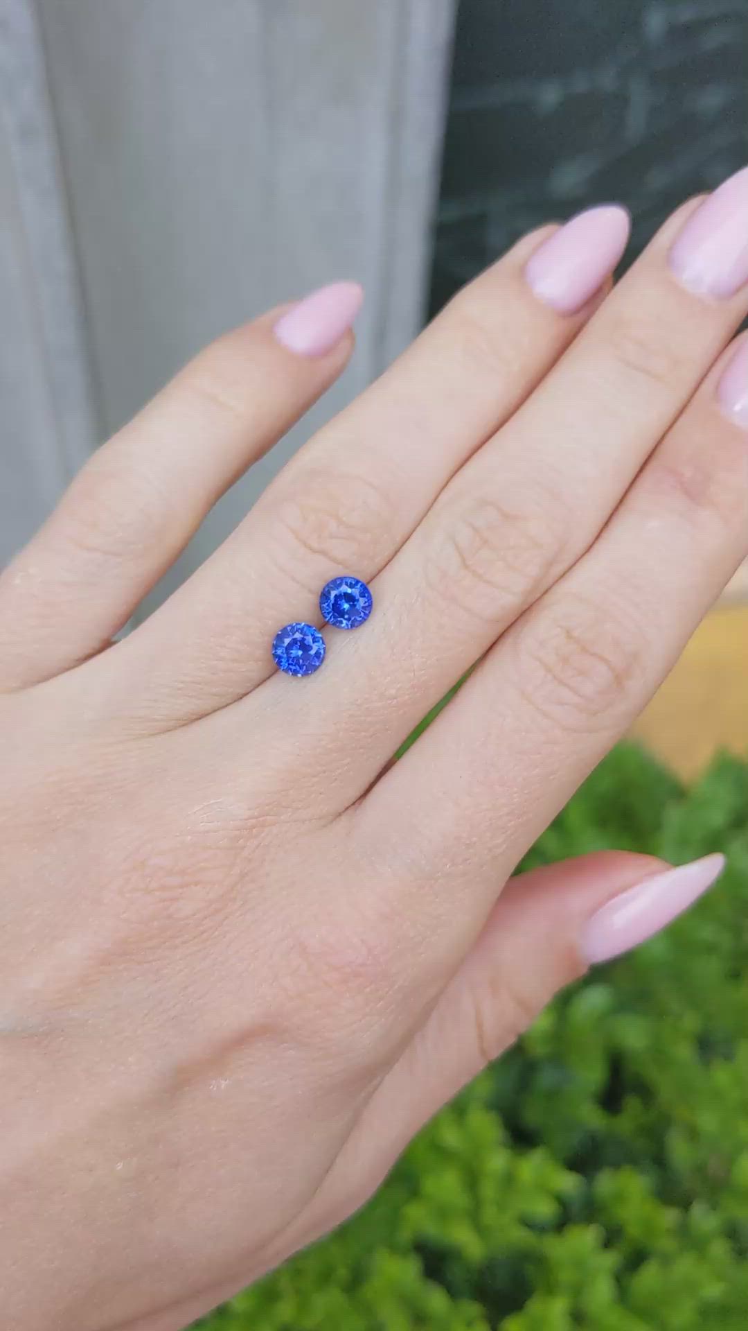 1.68 Ct.Tw.Total Carat Weight Blue Sapphire Pair from Ceylon (Sri Lanka) Size Video