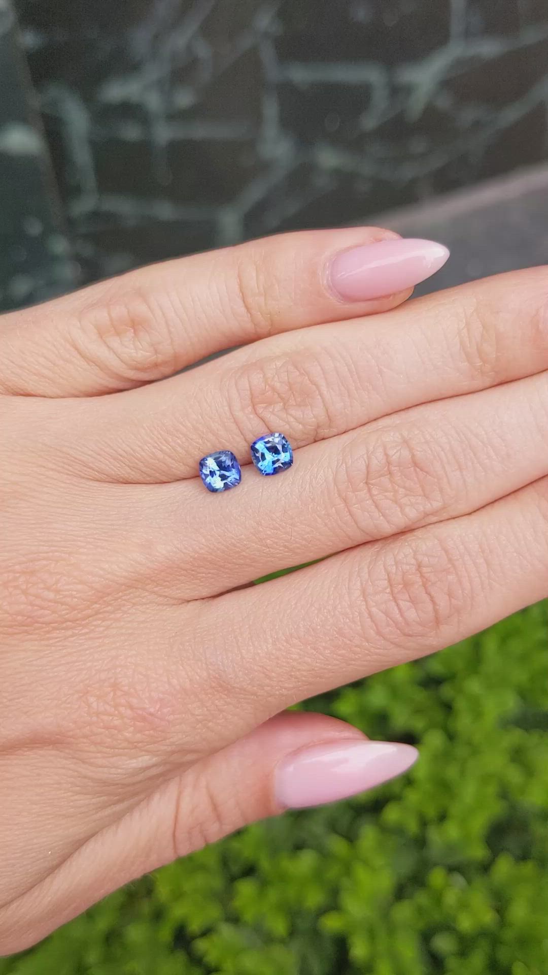 1.47 Ct.Tw.Total Carat Weight Blue Sapphire Pair from Ceylon (Sri Lanka) Size Video