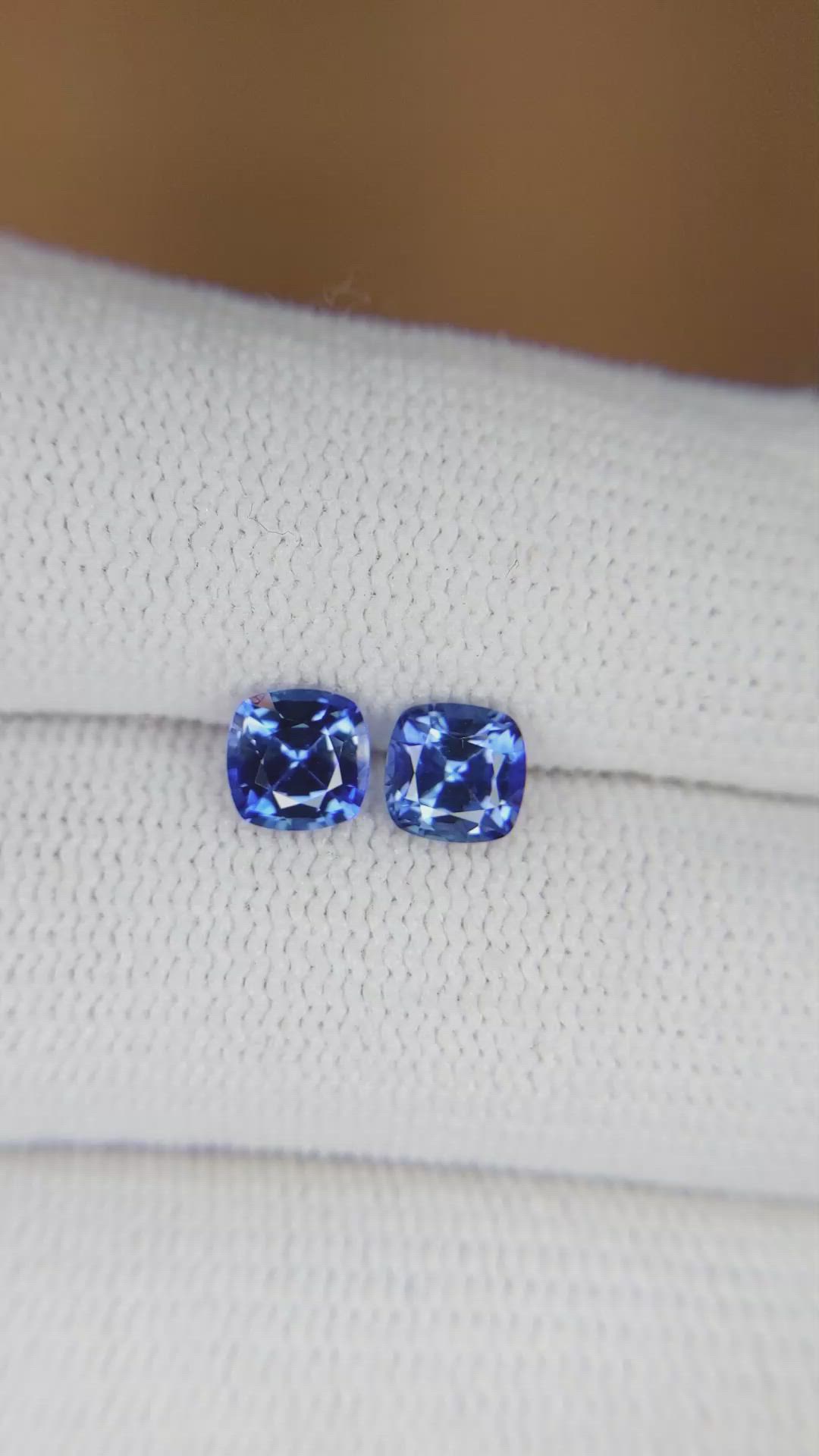 1.47 Ct.Tw.Total Carat Weight Blue Sapphire Pair from Ceylon (Sri Lanka) Size Video