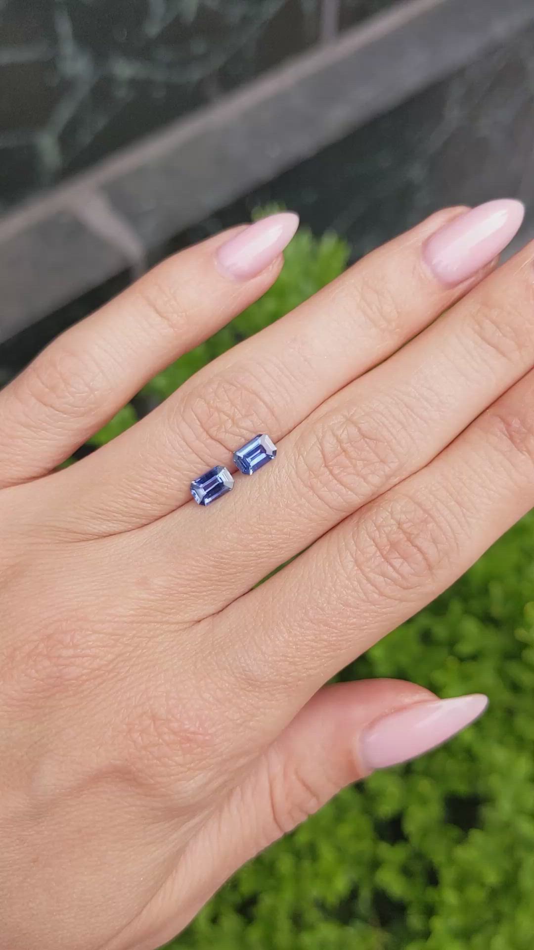 1.13 Ct.Tw.Total Carat Weight Blue Sapphire Pair from Ceylon (Sri Lanka) Size Video