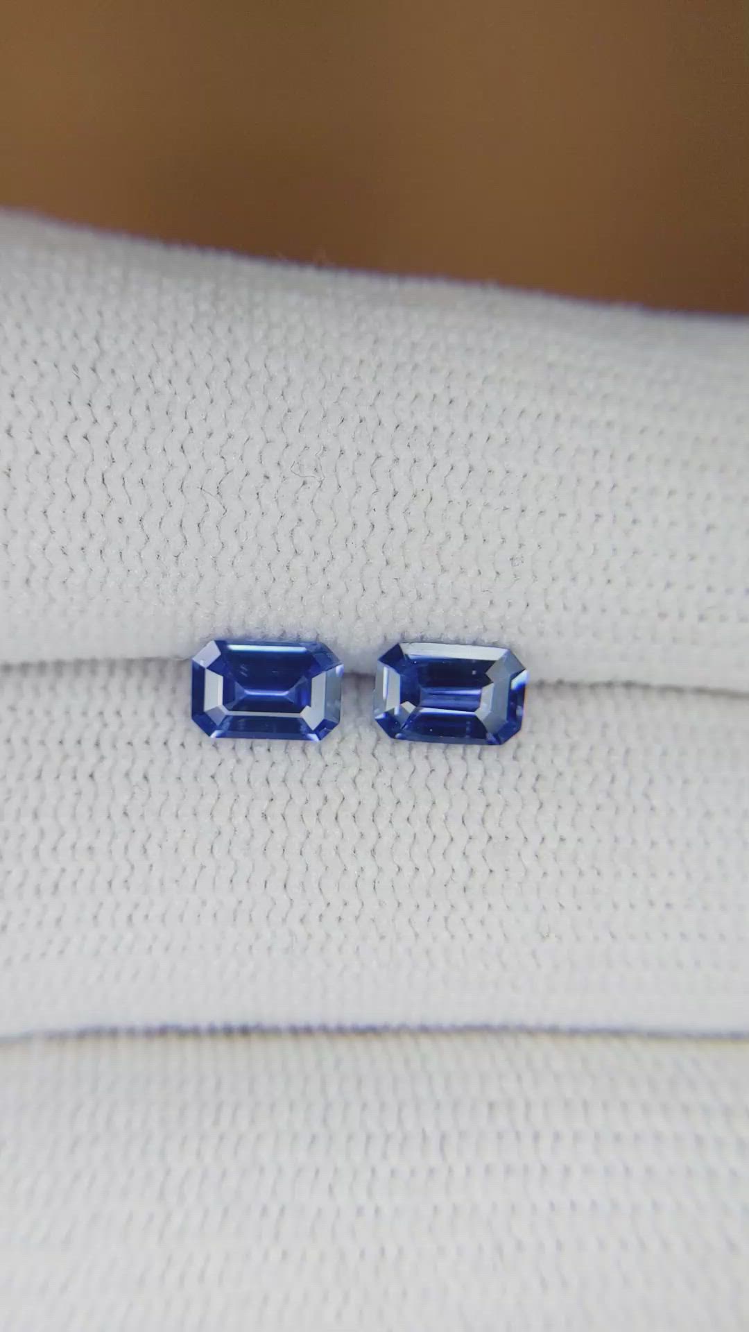 1.13 Ct.Tw.Total Carat Weight Blue Sapphire Pair from Ceylon (Sri Lanka) Size Video