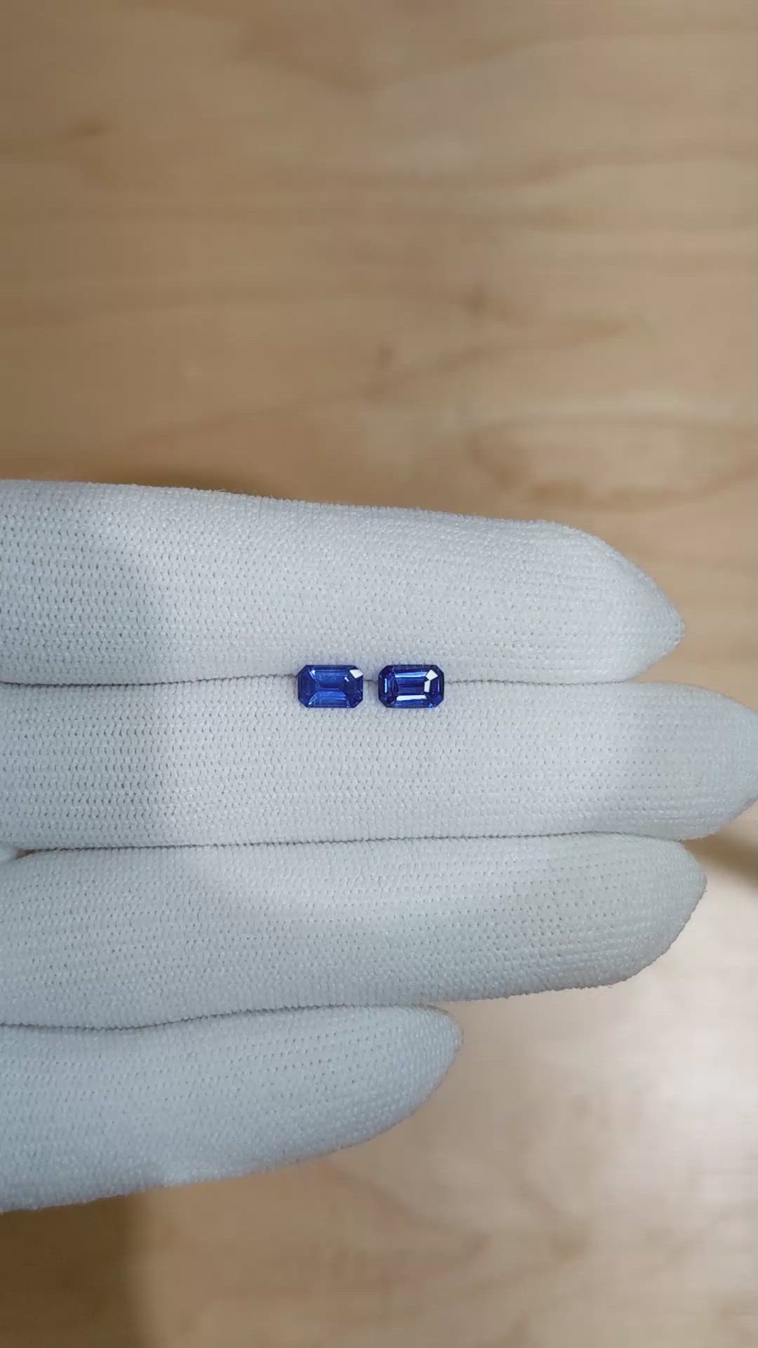 1.13 Ct.Tw.Total Carat Weight Blue Sapphire Pair from Ceylon (Sri Lanka) Size Video