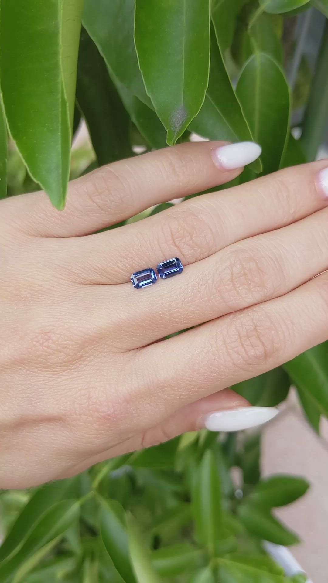1.19 Ct.Tw.Total Carat Weight Blue Sapphire Pair from Ceylon (Sri Lanka) Size Video