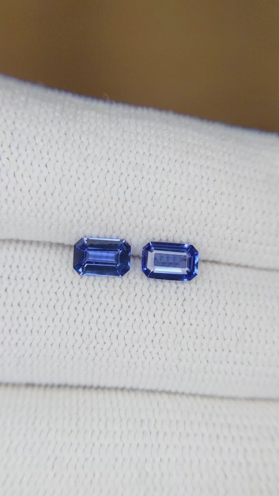 1.19 Ct.Tw.Total Carat Weight Blue Sapphire Pair from Ceylon (Sri Lanka) Size Video