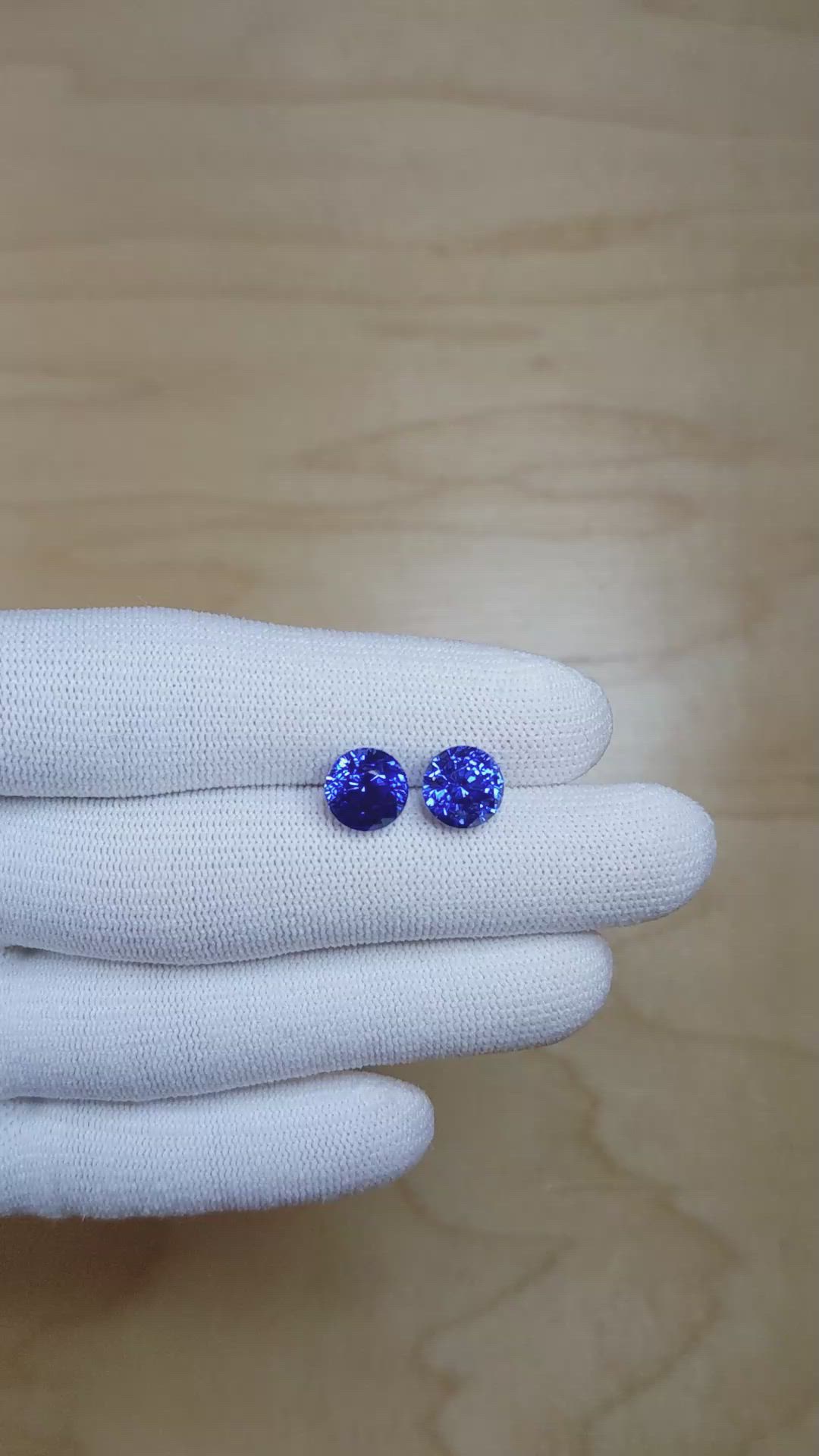 8.24 Ct.Tw.Total Carat Weight Blue Sapphire Pair from Ceylon (Sri Lanka) Size Video