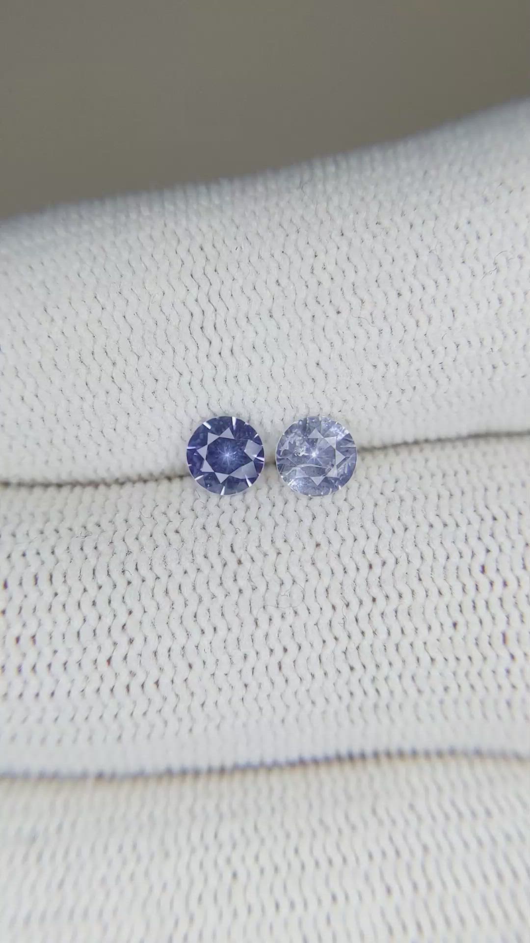 0.74 Ct.Tw.Total Carat Weight Blue Sapphire Pair from Ceylon (Sri Lanka) Size Video