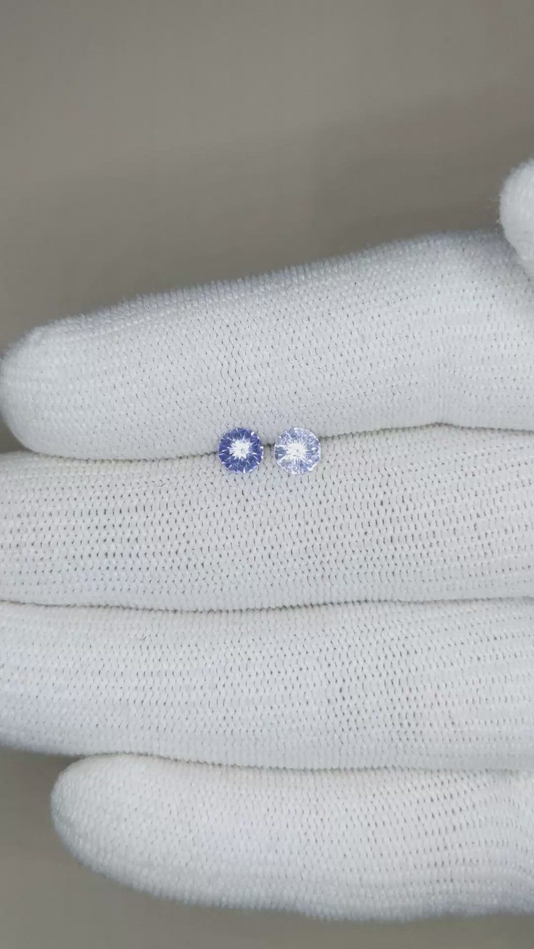 0.74 Ct.Tw.Total Carat Weight Blue Sapphire Pair from Ceylon (Sri Lanka) Size Video