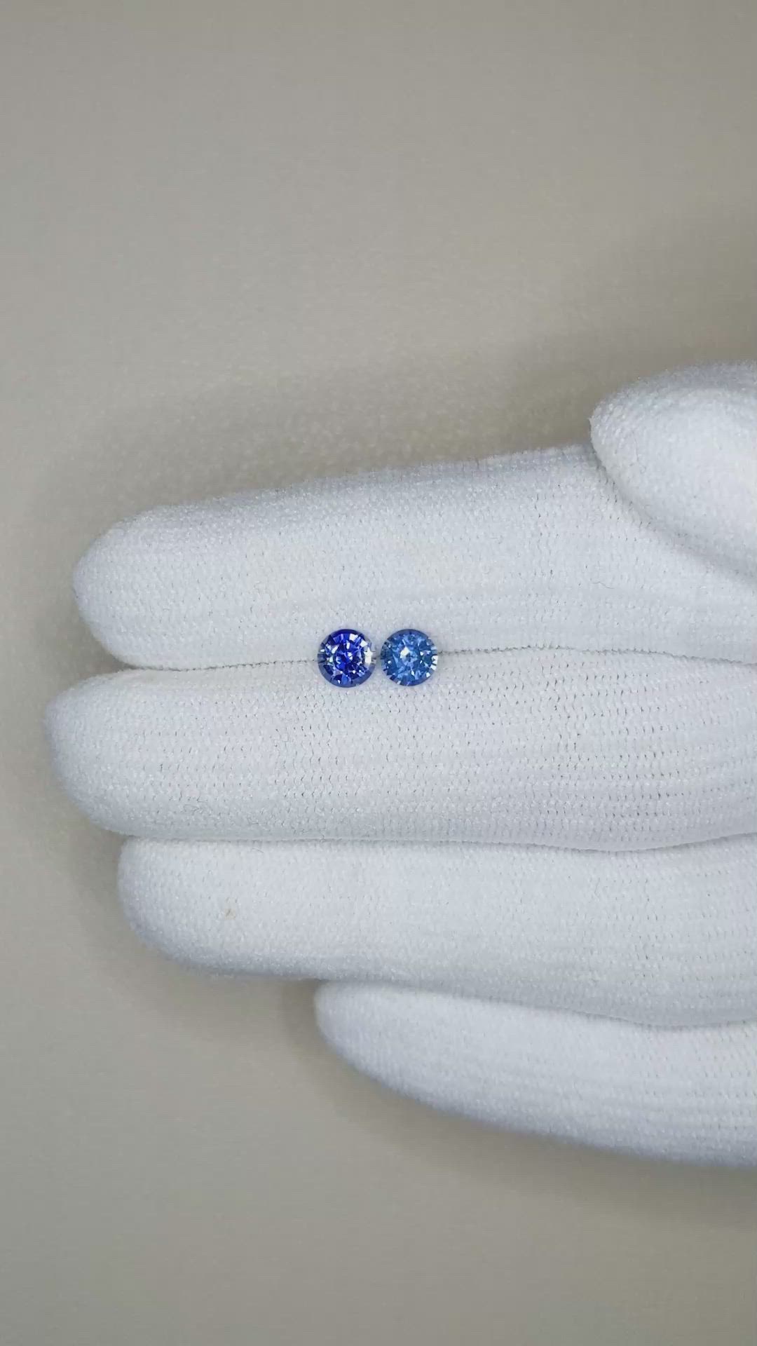 0.85&nbsp;Ct.Tw.Total Carat Weight Blue Sapphire Pair from Ceylon (Sri Lanka) Size Video