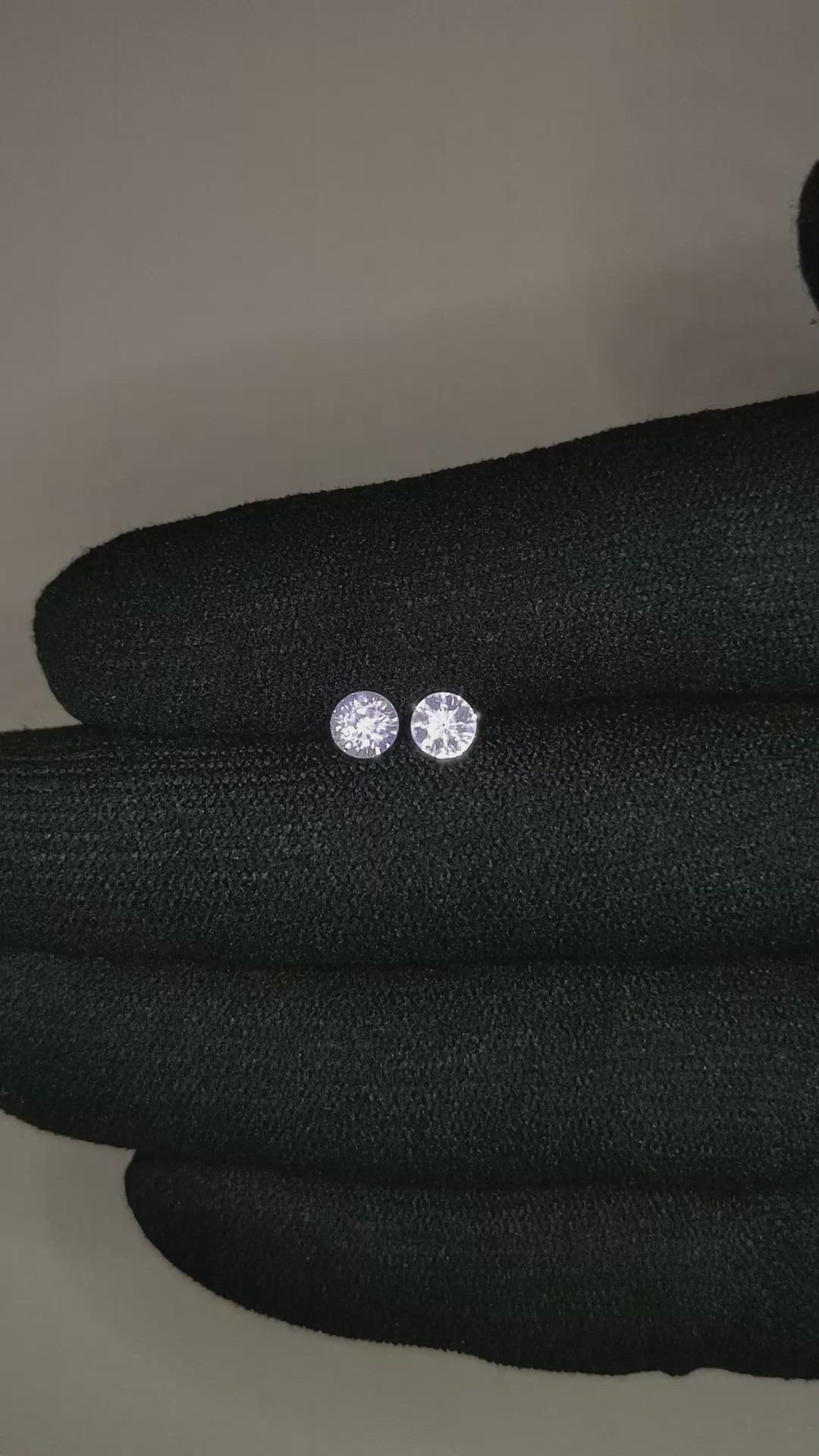 0.91 Ct.Tw.Total Carat Weight White Sapphire Pair from Ceylon (Sri Lanka) Size Video