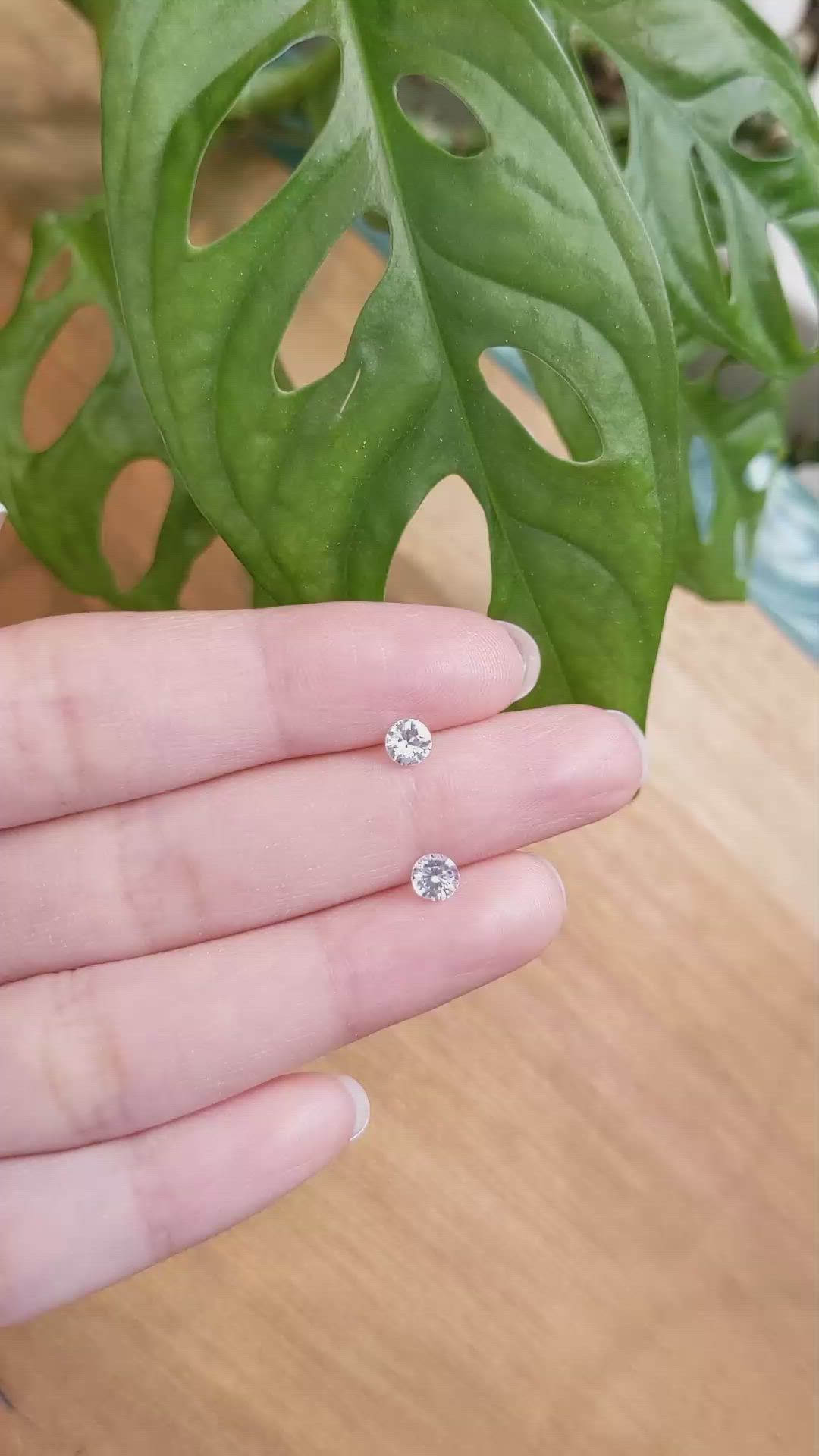 0.91 Ct.Tw.Total Carat Weight White Sapphire Pair from Ceylon (Sri Lanka) Size Video