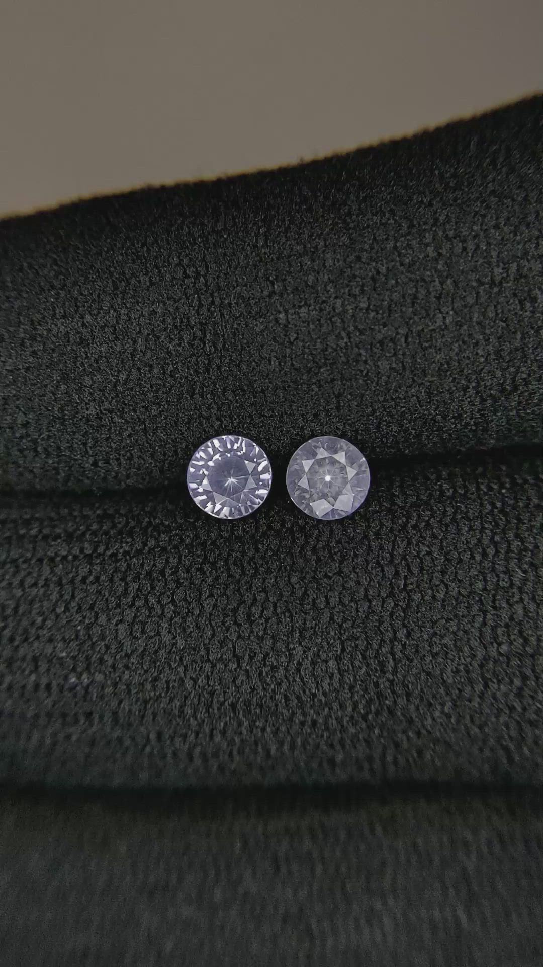 0.91 Ct.Tw.Total Carat Weight White Sapphire Pair from Ceylon (Sri Lanka) Size Video