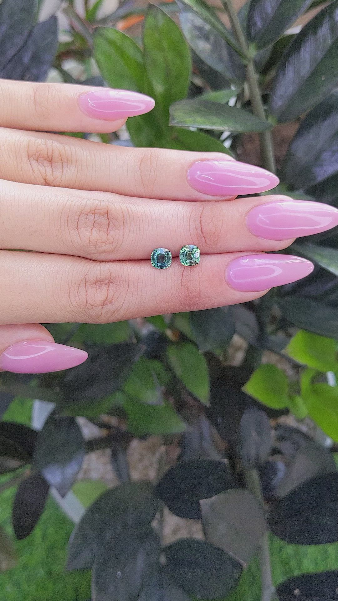 1.73&nbsp;Ct.Tw.Total Carat Weight Bluish Green Sapphire Pair from Madagascar Size Video