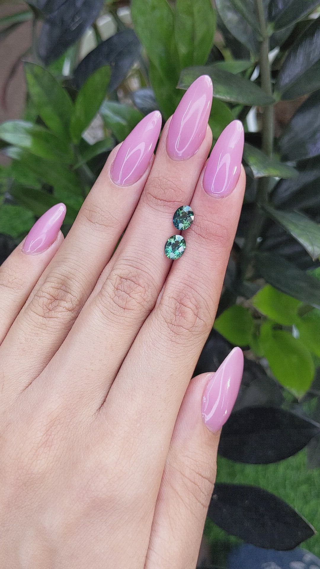 2.25&nbsp;Ct.Tw.Total Carat Weight Bluish Green Sapphire Pair from Ceylon (Sri Lanka) Size Video