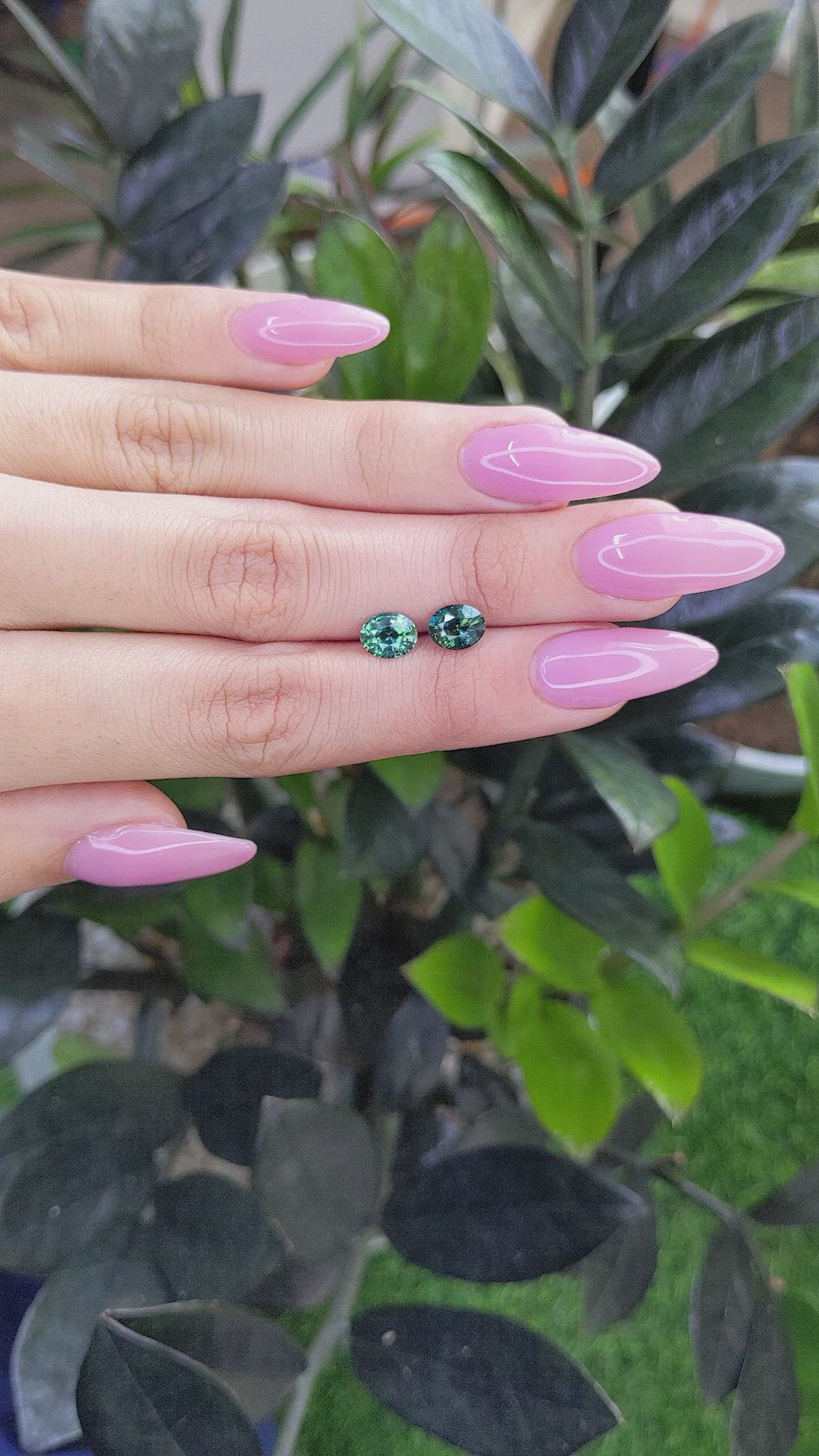 2.25&nbsp;Ct.Tw.Total Carat Weight Bluish Green Sapphire Pair from Ceylon (Sri Lanka) Size Video