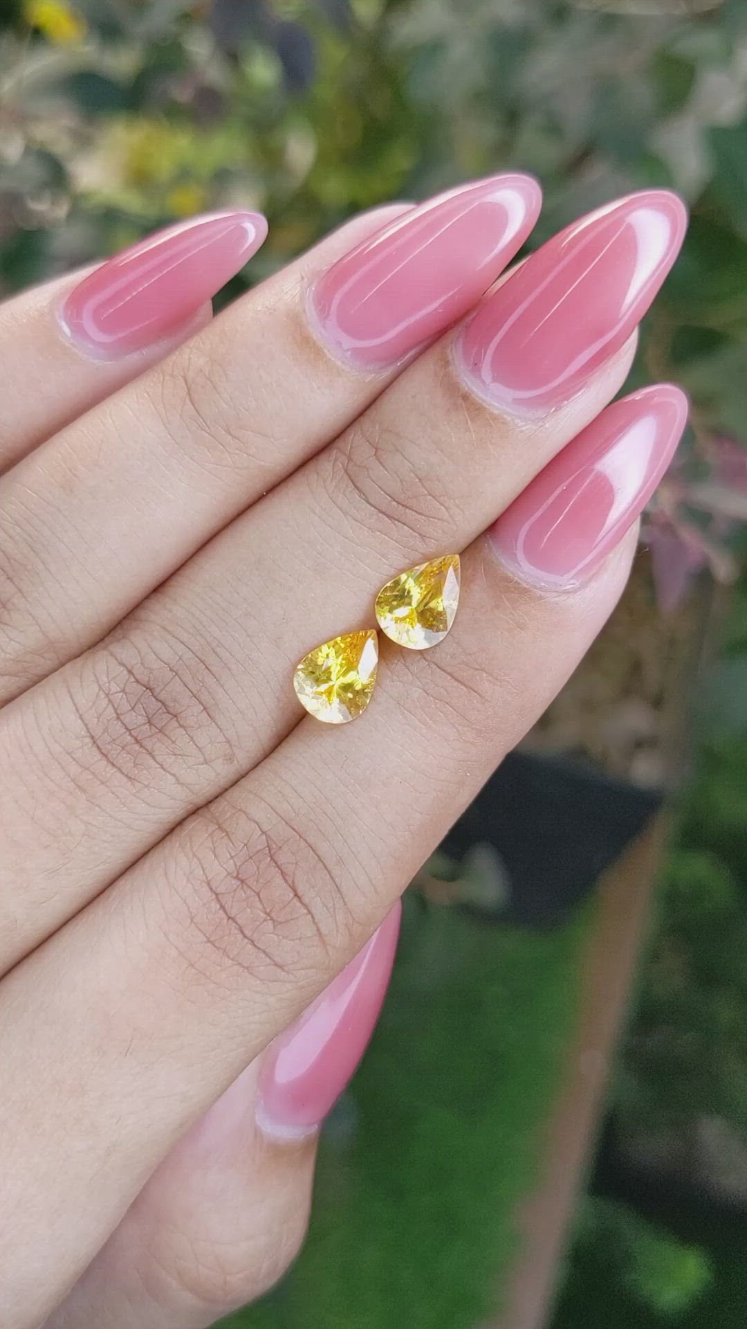 2.05 Ct.Tw.Total Carat Weight Orangish Yellow Sapphire Pair from Ceylon (Sri Lanka) Size Video