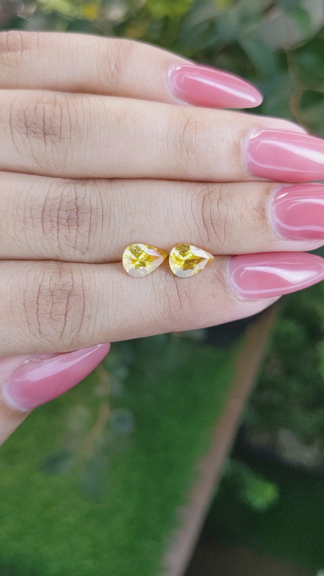 2.05 Ct.Tw.Total Carat Weight Orangish Yellow Sapphire Pair from Ceylon (Sri Lanka) Size Video