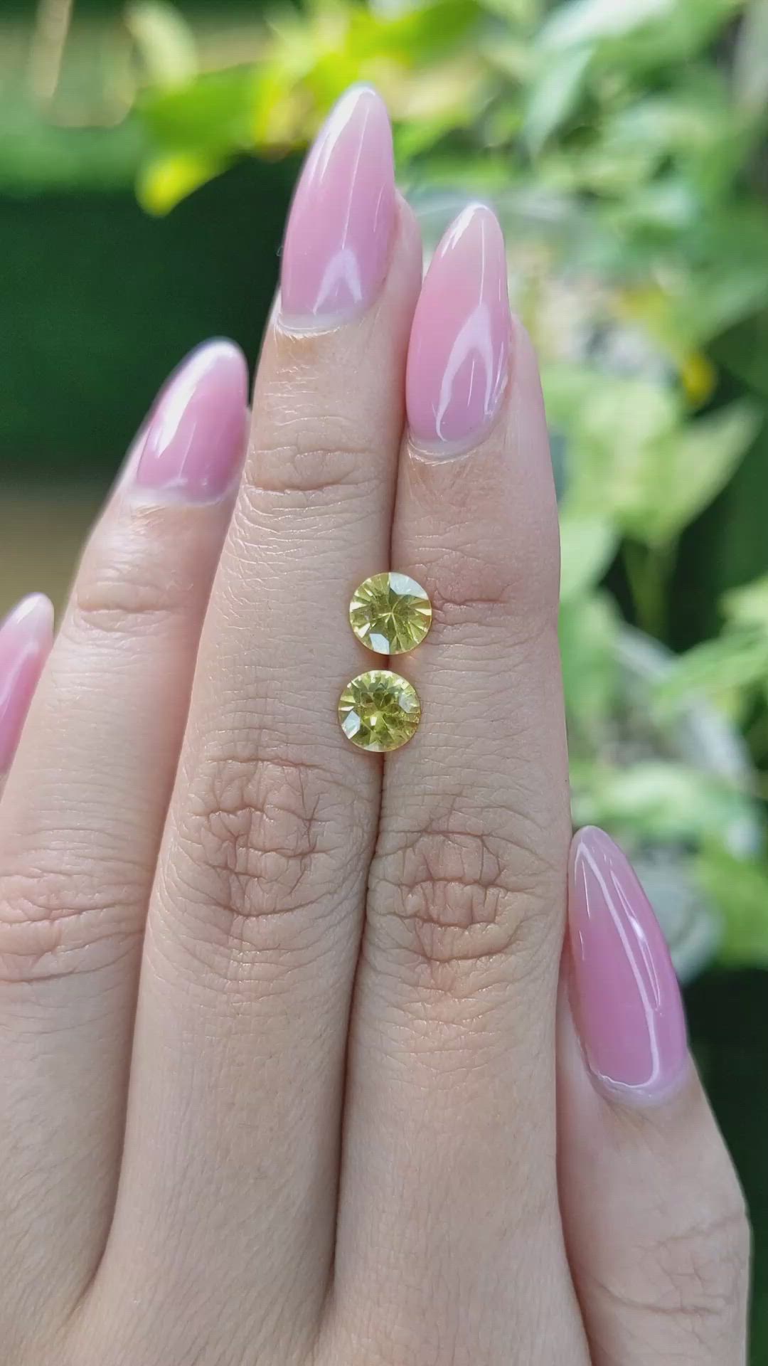 1.89 Ct.Tw.Total Carat Weight Yellow Sapphire Pair from Ceylon (Sri Lanka) Size Video