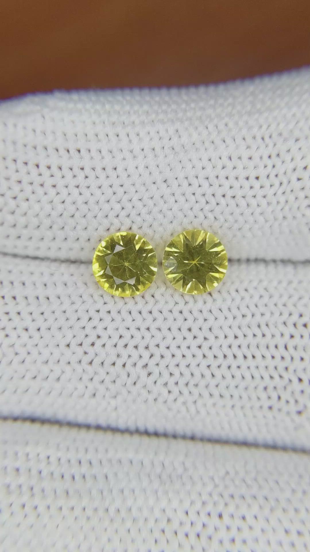 1.89 Ct.Tw.Total Carat Weight Yellow Sapphire Pair from Ceylon (Sri Lanka) Size Video