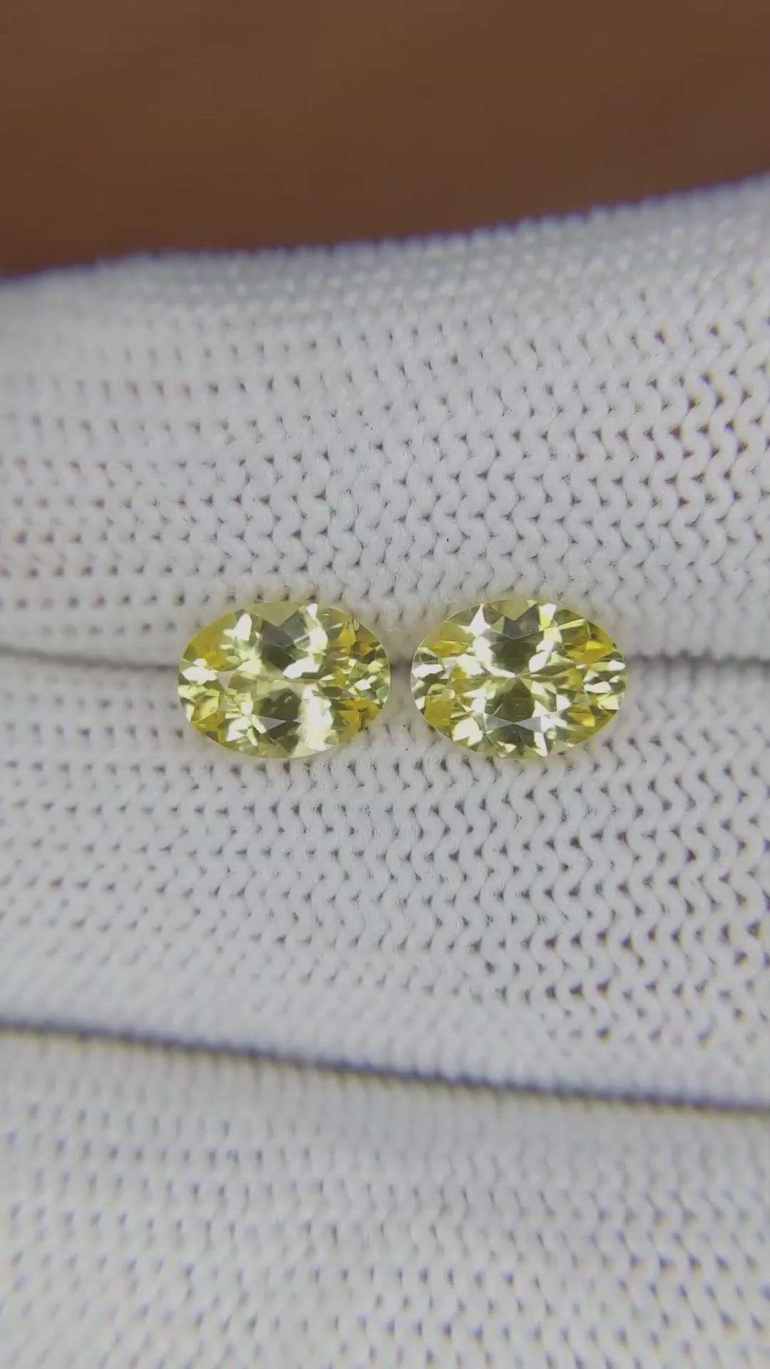 2.74&nbsp;Ct.Tw.Total Carat Weight Yellow Sapphire Pair from Ceylon (Sri Lanka) Size Video