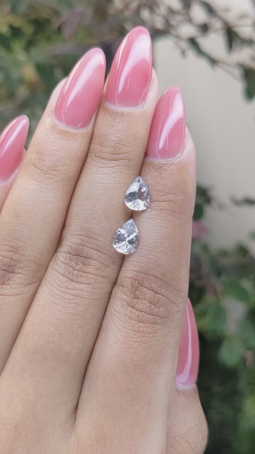 1.94 Ct.Tw.Total Carat Weight White Sapphire Pair from Ceylon (Sri Lanka) Size Video