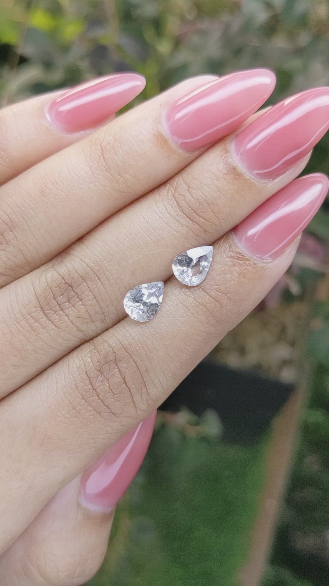 1.94 Ct.Tw.Total Carat Weight White Sapphire Pair from Ceylon (Sri Lanka) Size Video