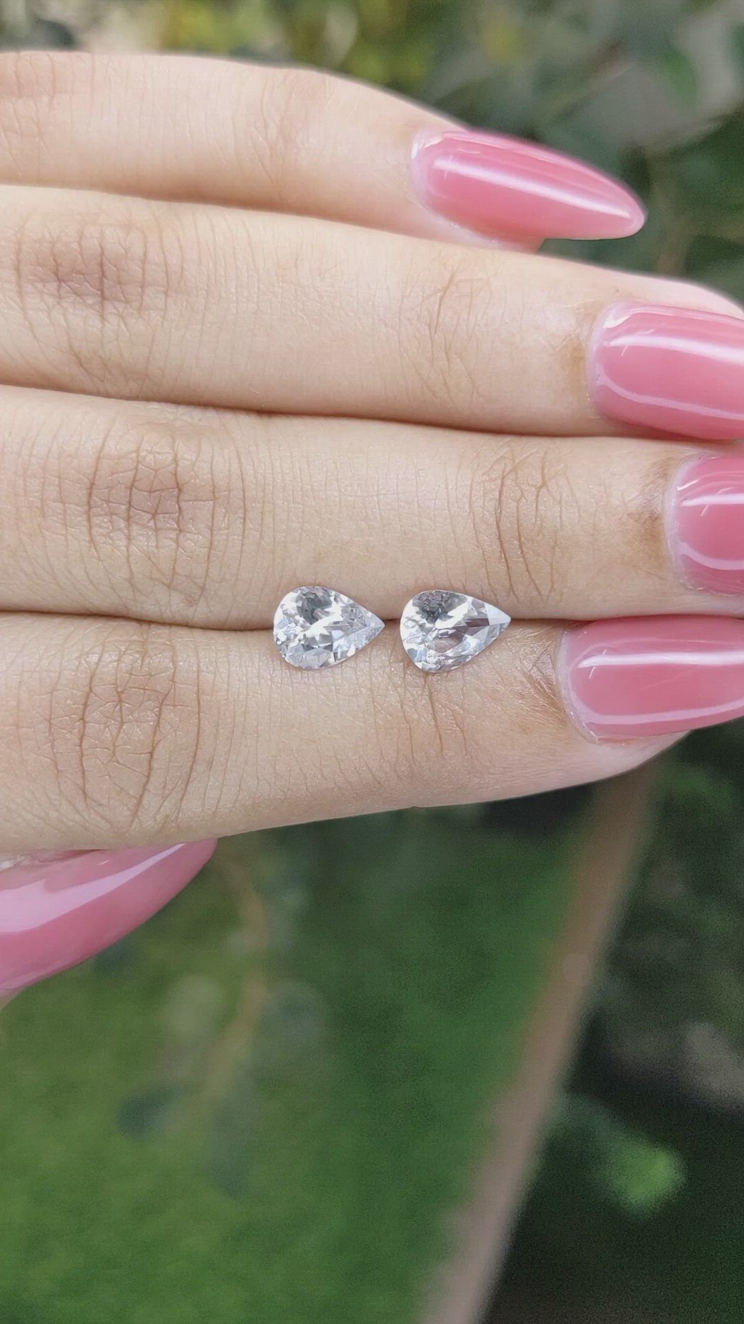 1.94 Ct.Tw.Total Carat Weight White Sapphire Pair from Ceylon (Sri Lanka) Size Video