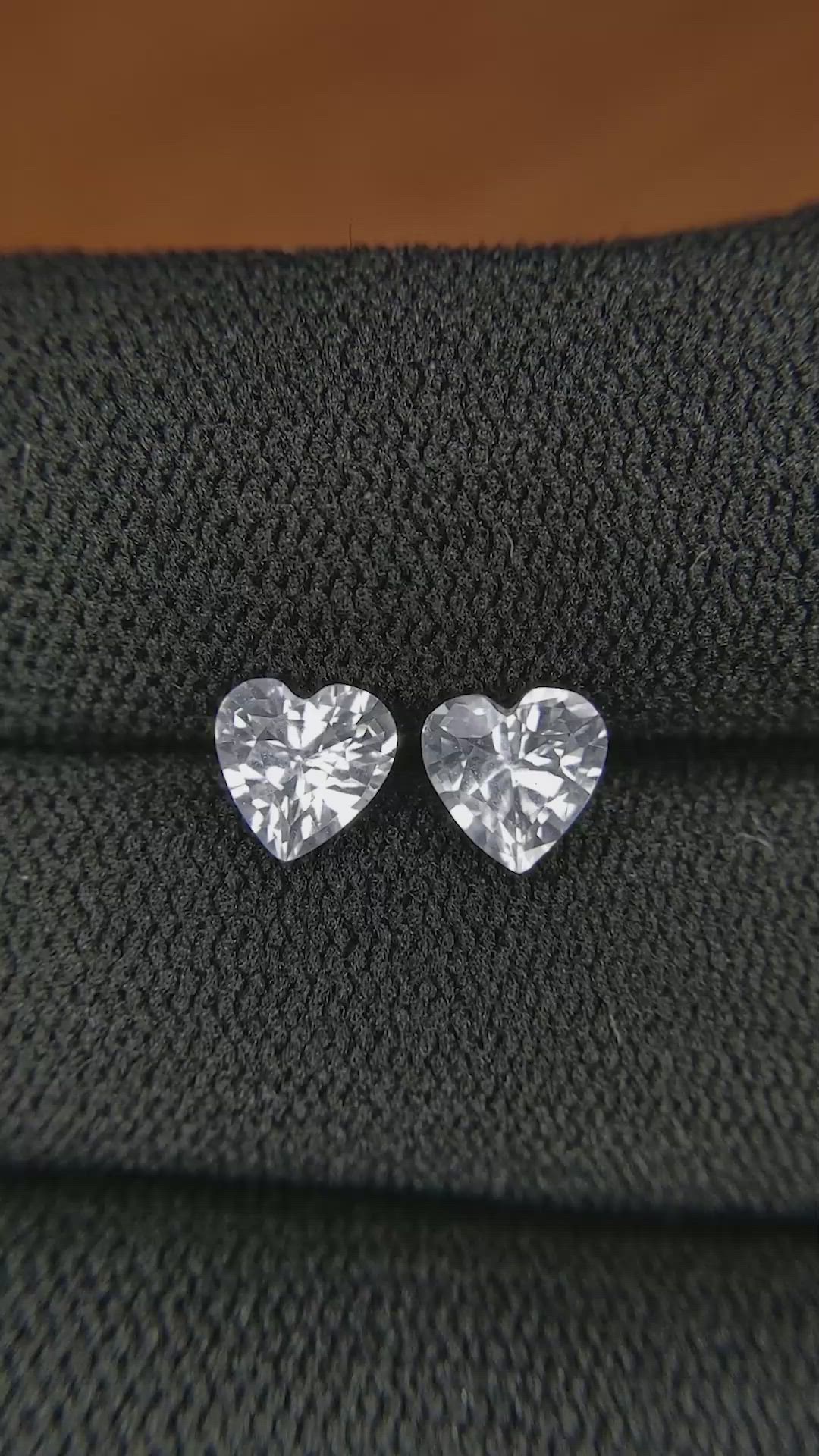 1.59 Ct.Tw.Total Carat Weight White Sapphire Pair from Ceylon (Sri Lanka) Size Video
