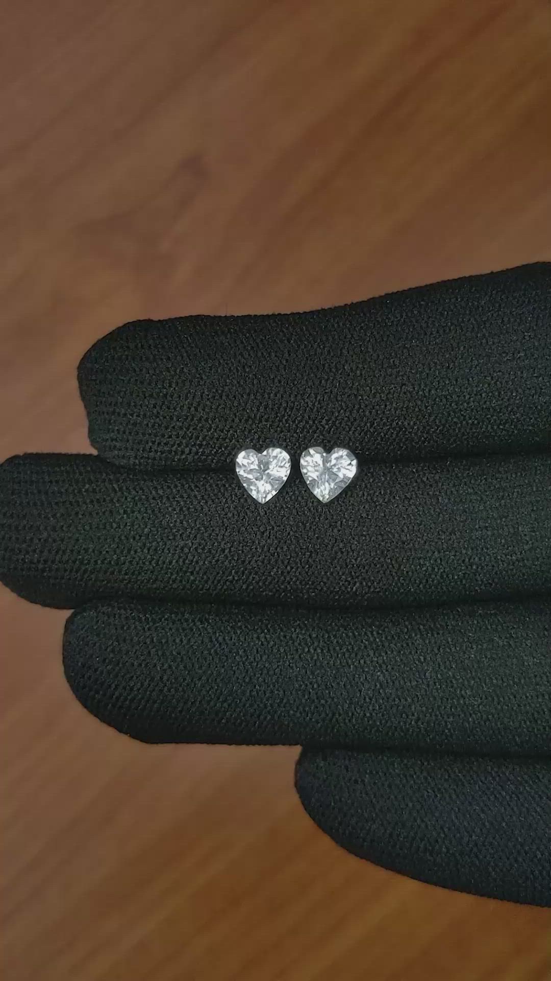 1.59 Ct.Tw.Total Carat Weight White Sapphire Pair from Ceylon (Sri Lanka) Size Video