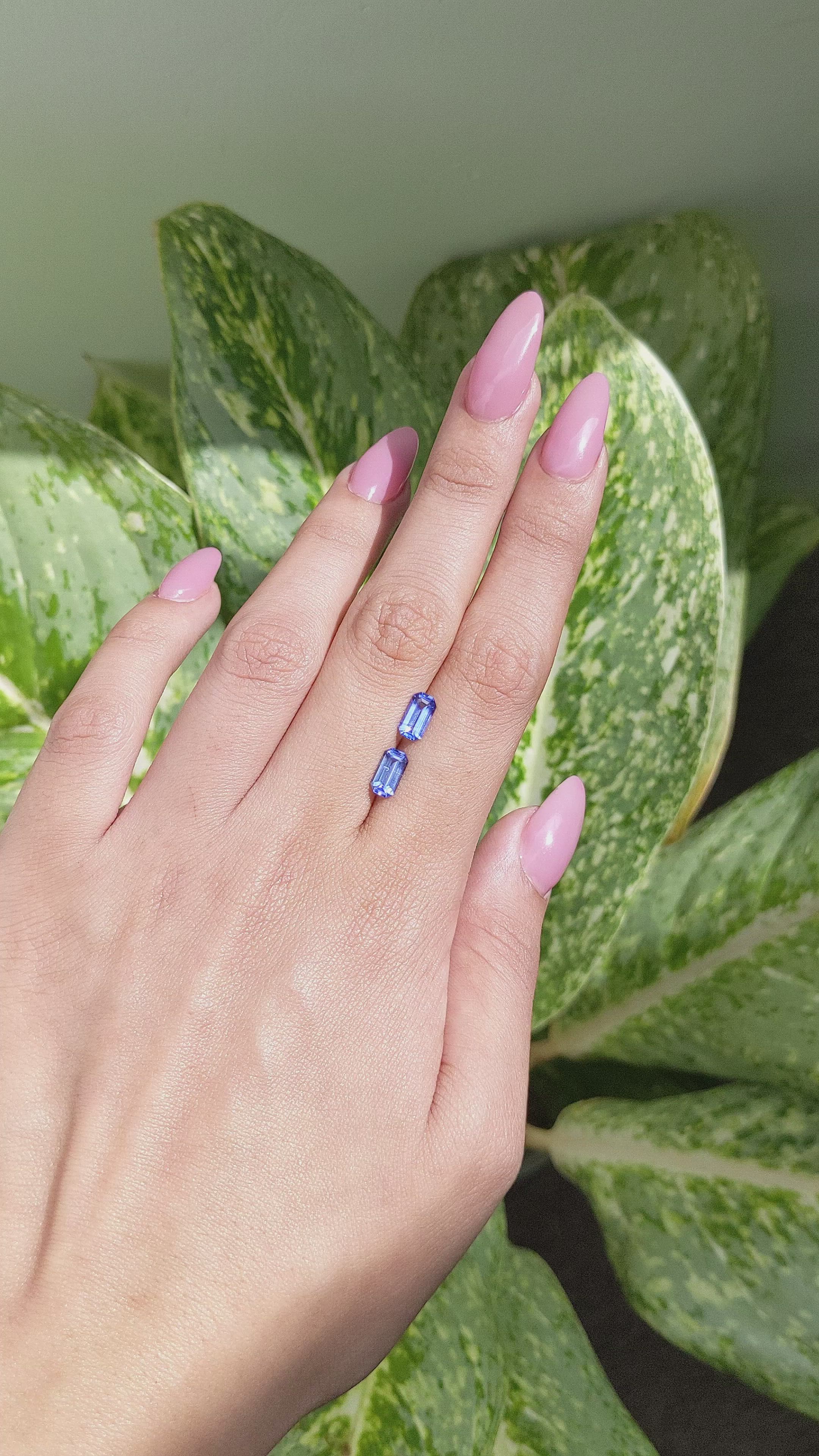 2.09&nbsp;Ct.Tw.Total Carat Weight Blue Sapphire Pair from Ceylon (Sri Lanka) Size Video