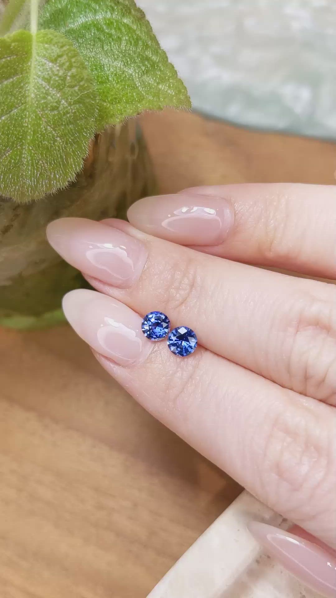 1.18 Ct.Tw.Total Carat Weight Blue Sapphire Pair from Ceylon (Sri Lanka) Size Video