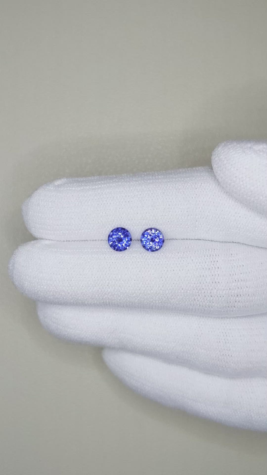 1.18 Ct.Tw.Total Carat Weight Blue Sapphire Pair from Ceylon (Sri Lanka) Size Video