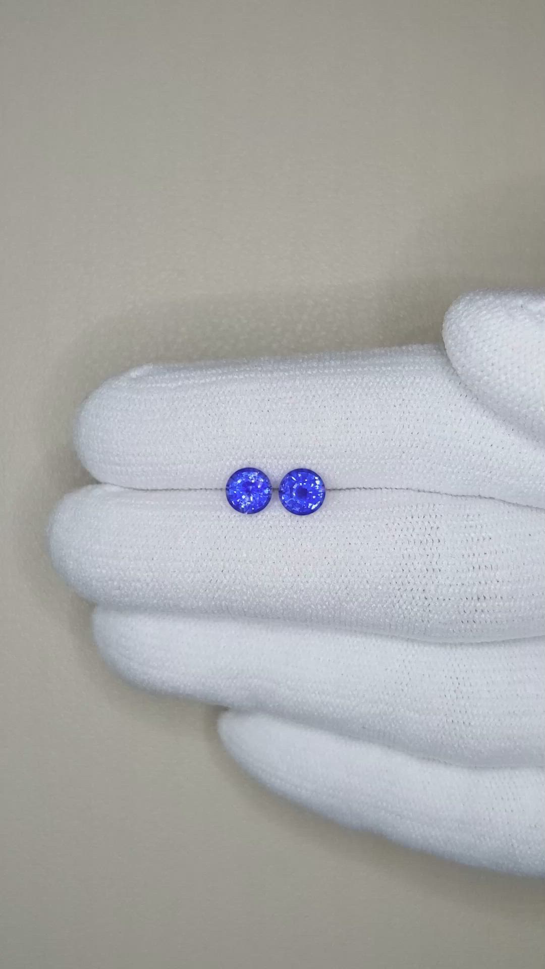 1.29 Ct.Tw.Total Carat Weight Blue Sapphire Pair from Ceylon (Sri Lanka) Size Video