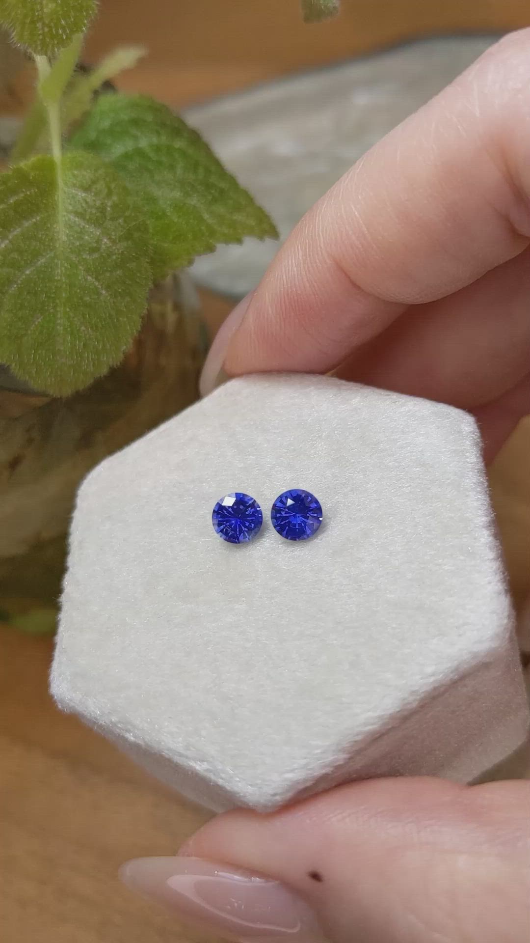 1.29 Ct.Tw.Total Carat Weight Blue Sapphire Pair from Ceylon (Sri Lanka) Size Video