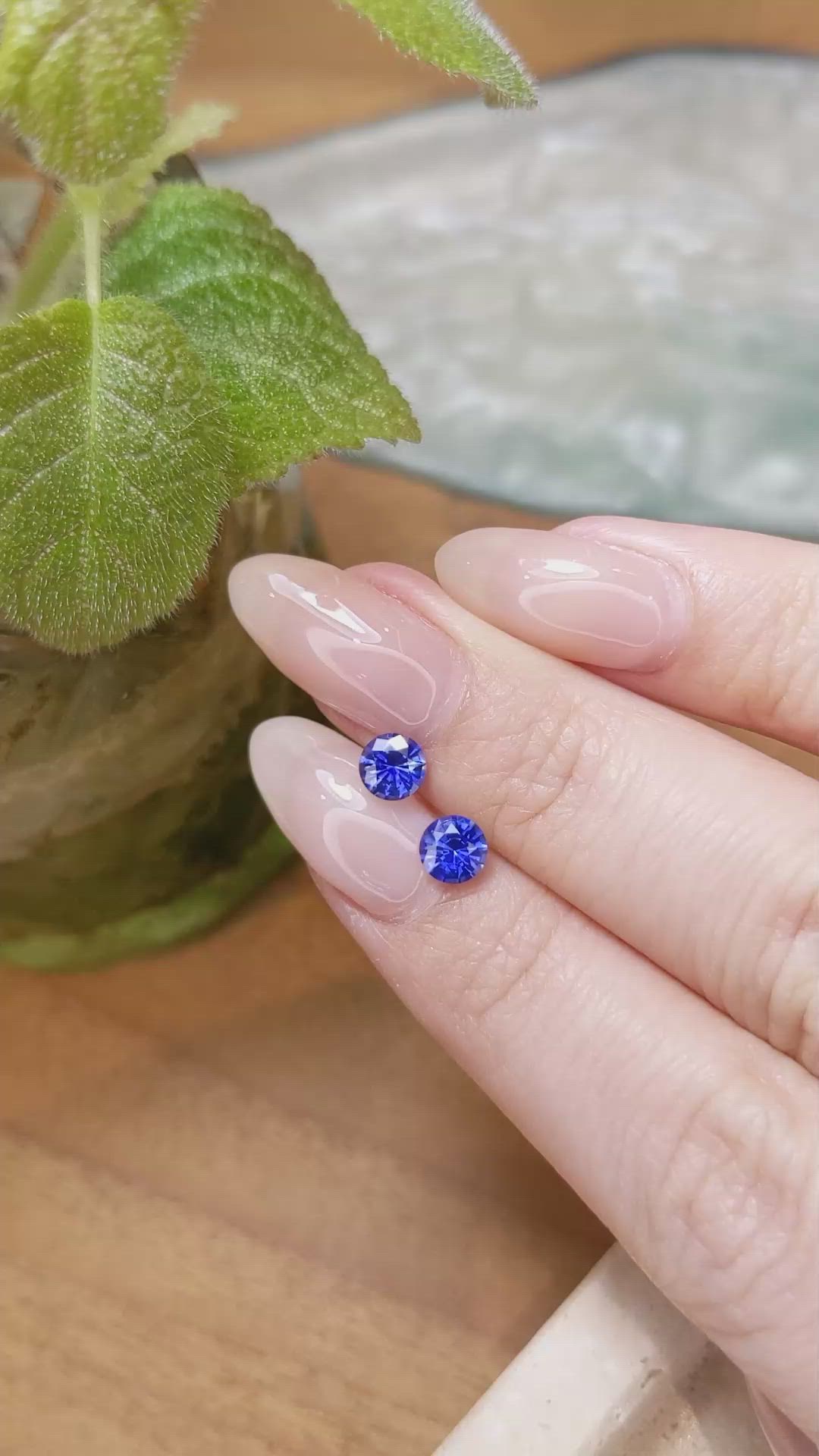 1.29 Ct.Tw.Total Carat Weight Blue Sapphire Pair from Ceylon (Sri Lanka) Size Video