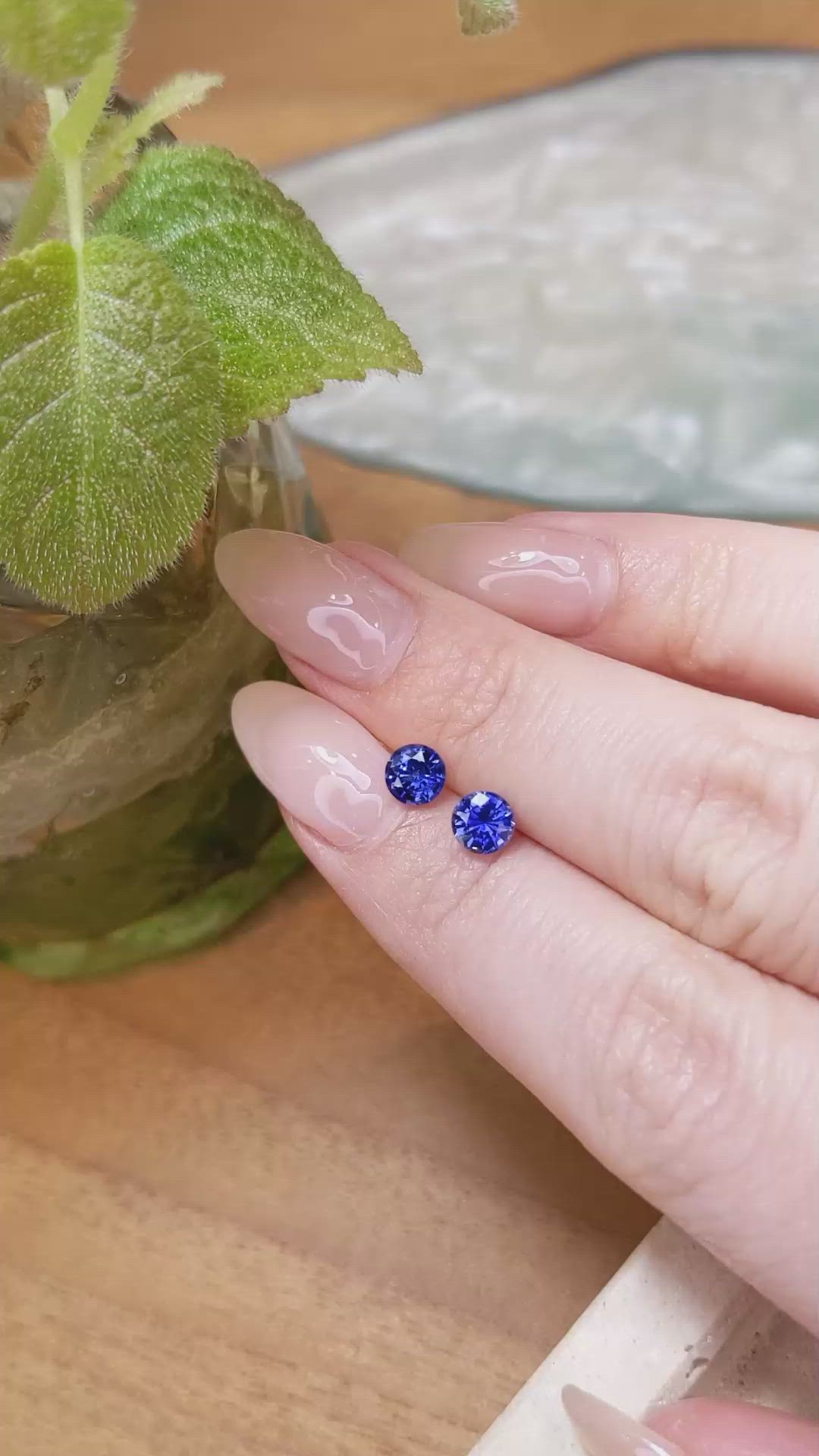 1.36 Ct.Tw.Total Carat Weight Blue Sapphire Pair from Ceylon (Sri Lanka) Size Video