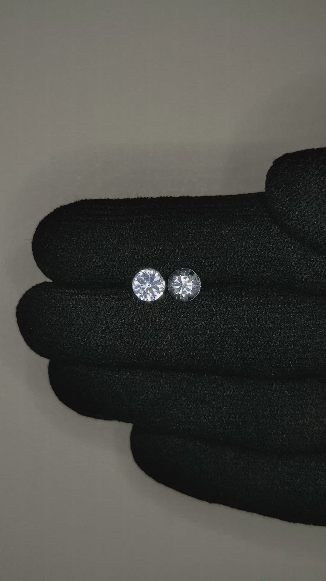 1.57 Ct.Tw.Total Carat Weight White Sapphire Pair from Ceylon (Sri Lanka) Size Video